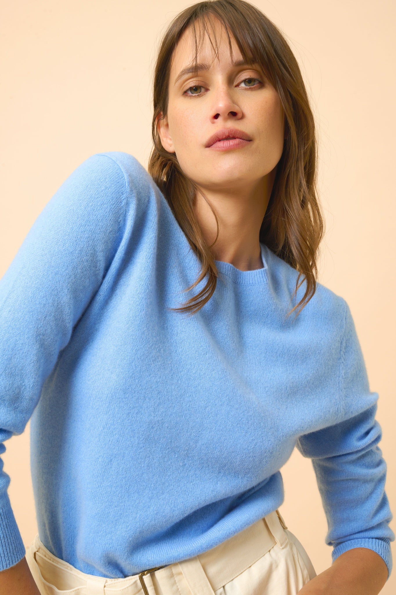 JANICE pull col rond baby blue