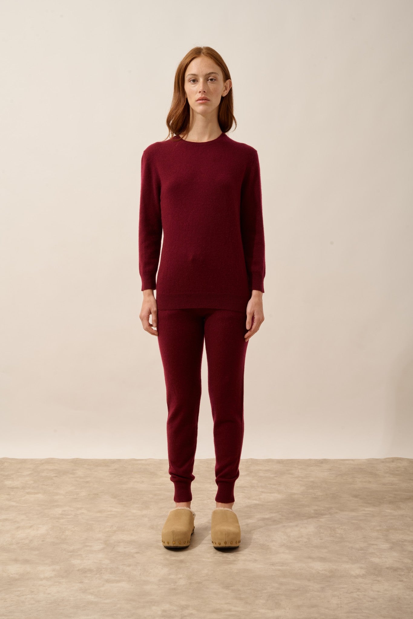 janice pull col rond bordeaux