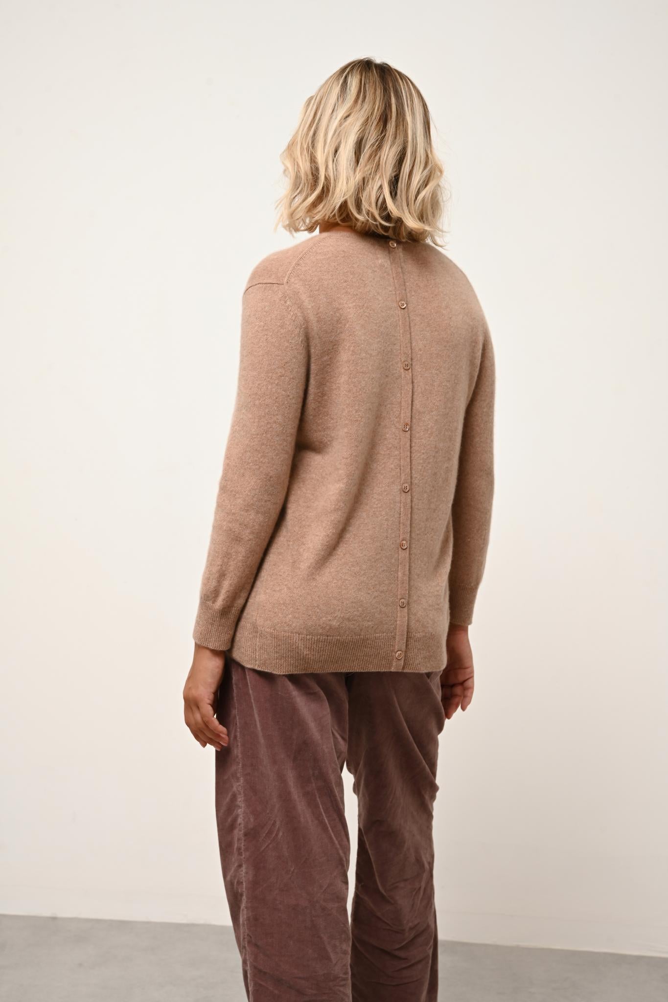 JANICE pull col rond camel chiné