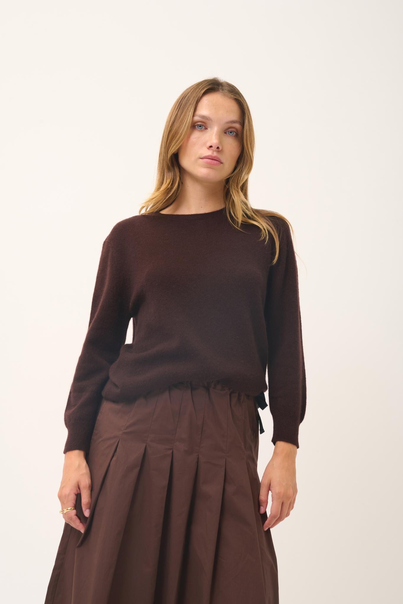 JANICE pull col rond choco