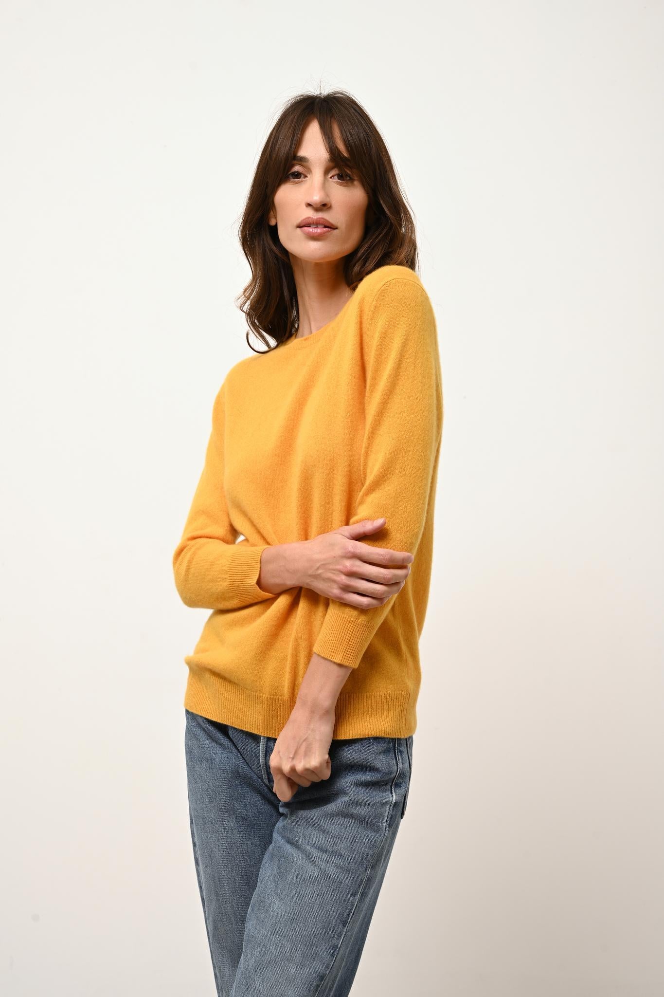 JANICE pull col rond curcuma