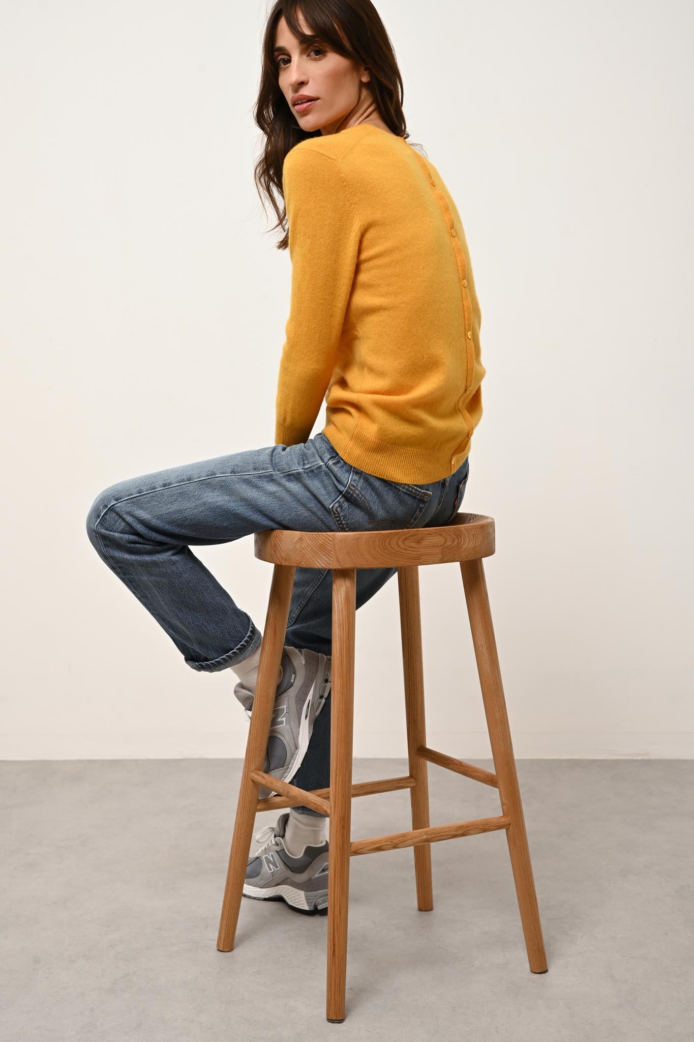 JANICE pull col rond curcuma