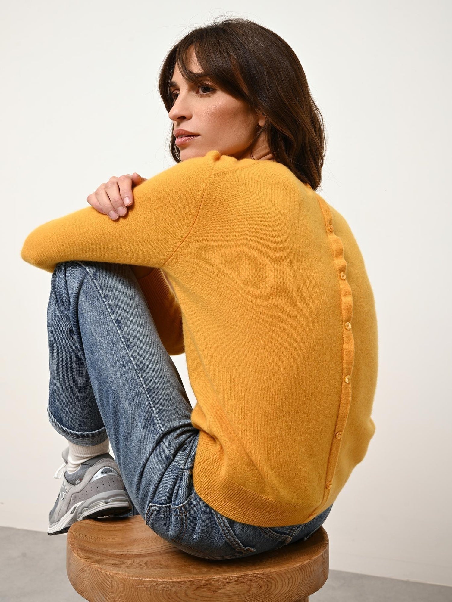 JANICE pull col rond curcuma