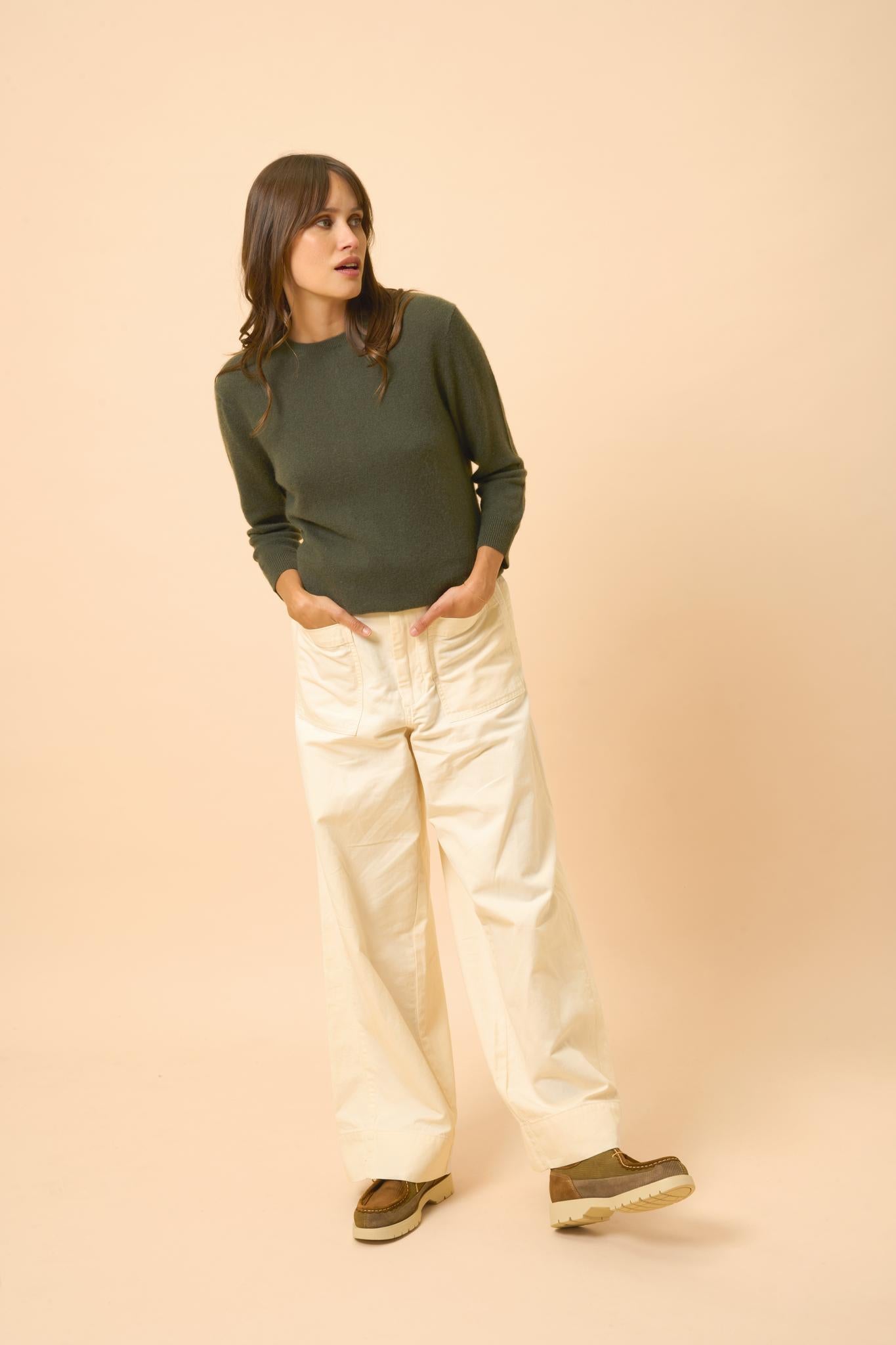JANICE pull col rond kaki