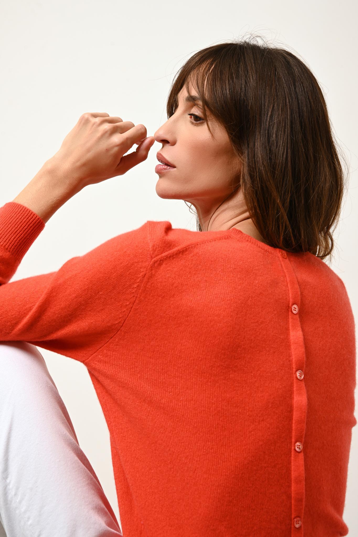 JANICE pull col rond orange
