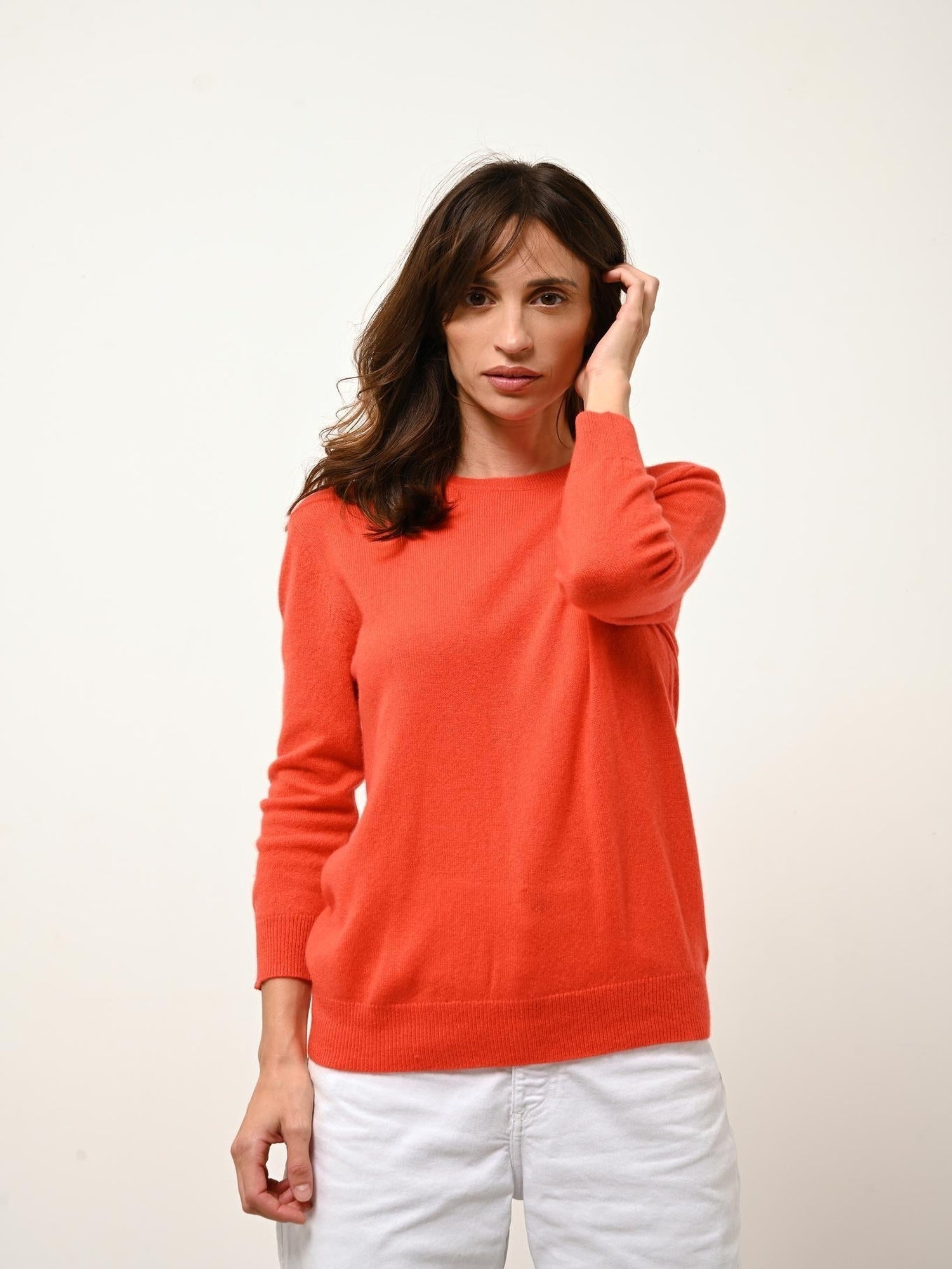 JANICE pull col rond orange