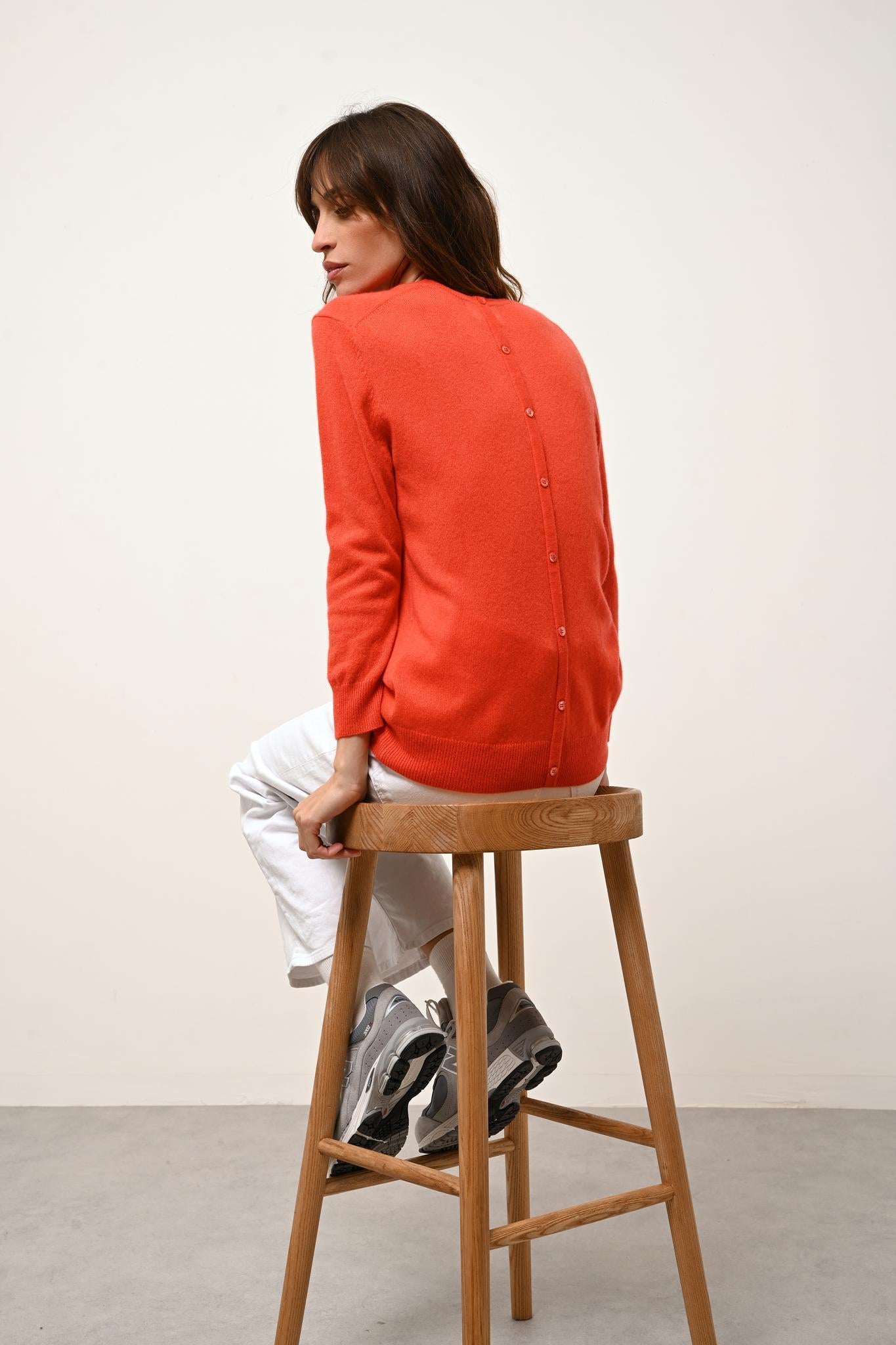 JANICE pull col rond orange