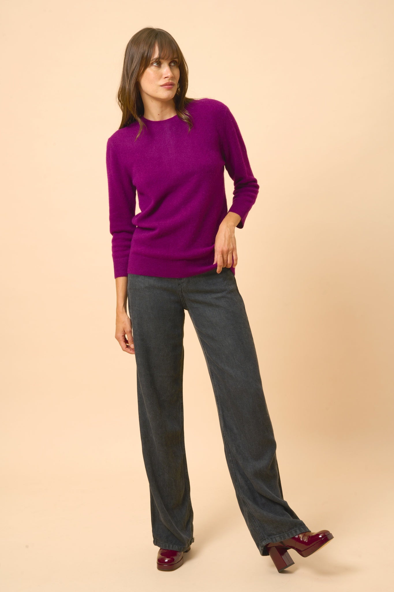 JANICE plum round-neck sweater