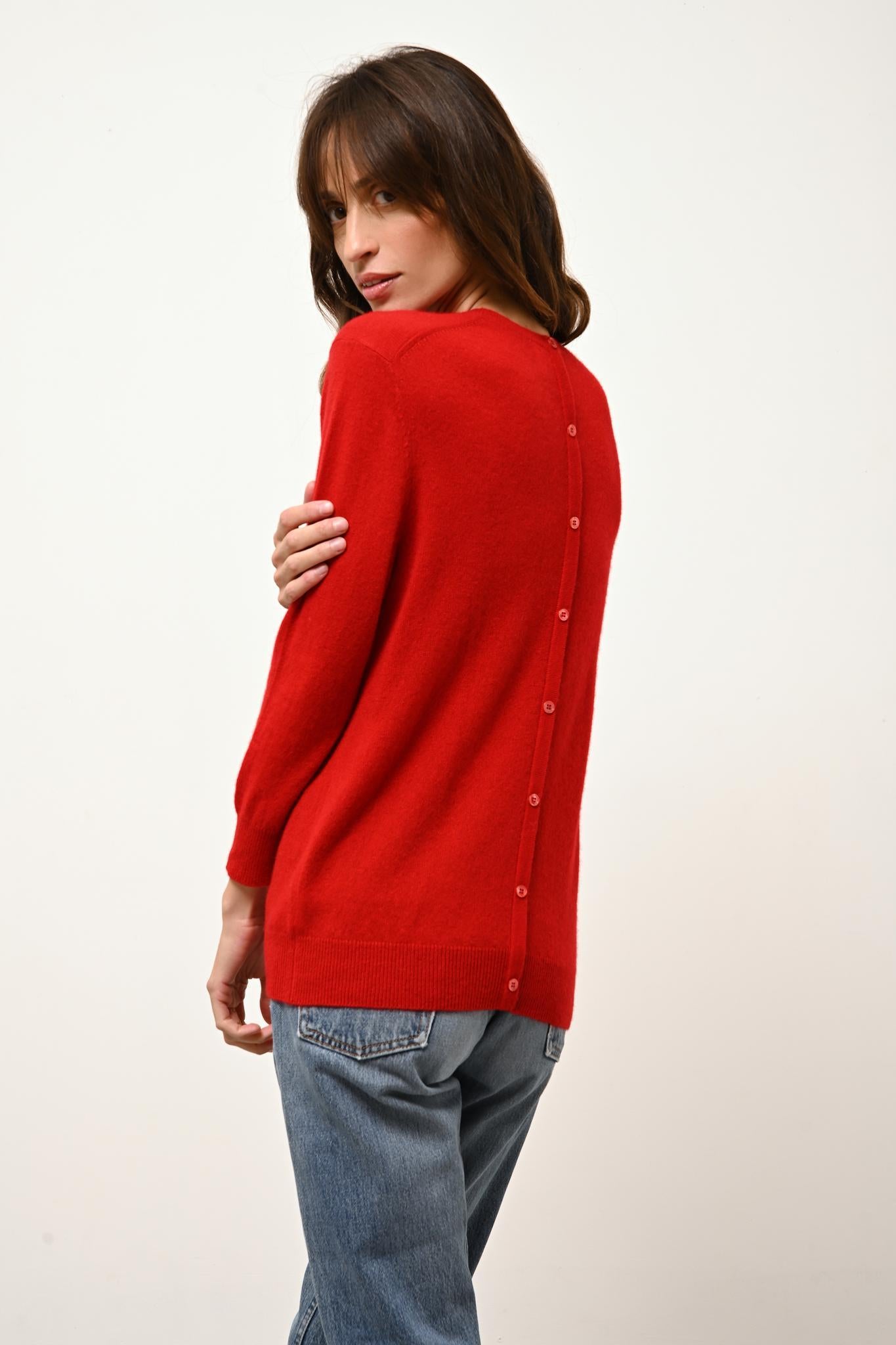 JANICE pull col rond rouge