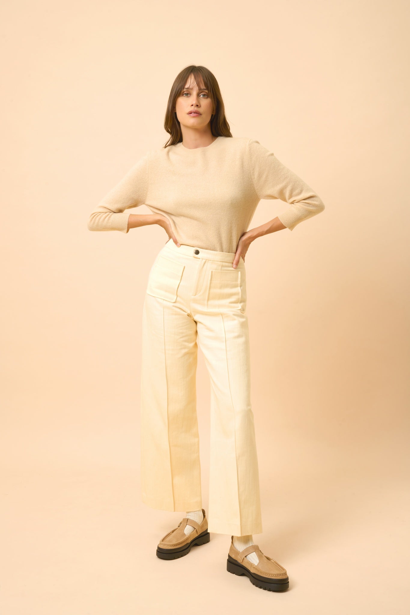 JANICE pull col rond sable