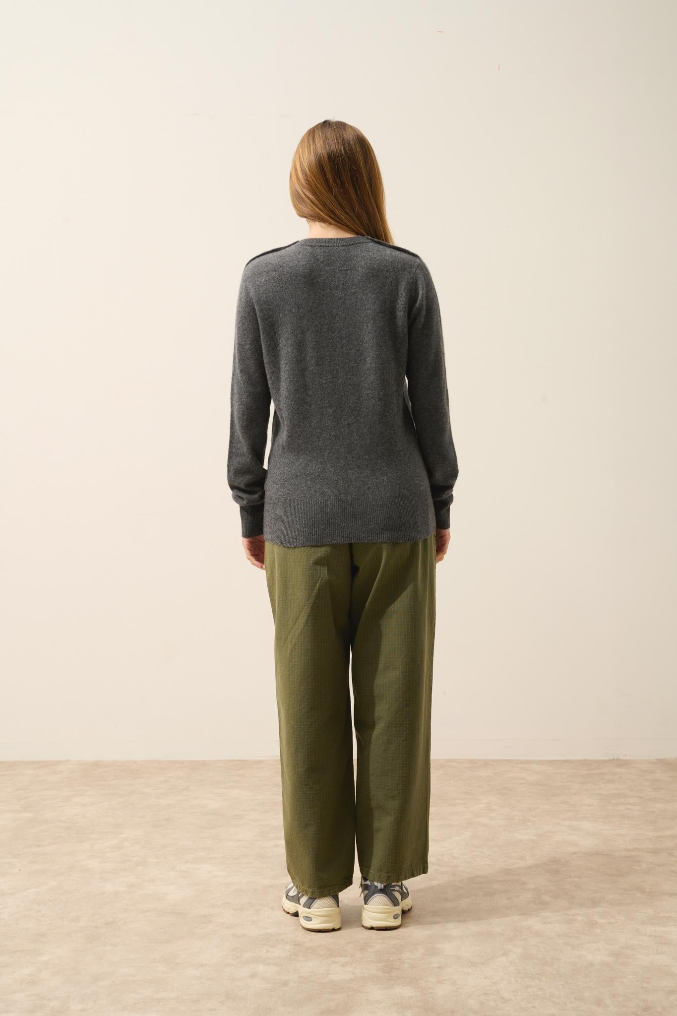JEANNE pull col rond anthracite chiné