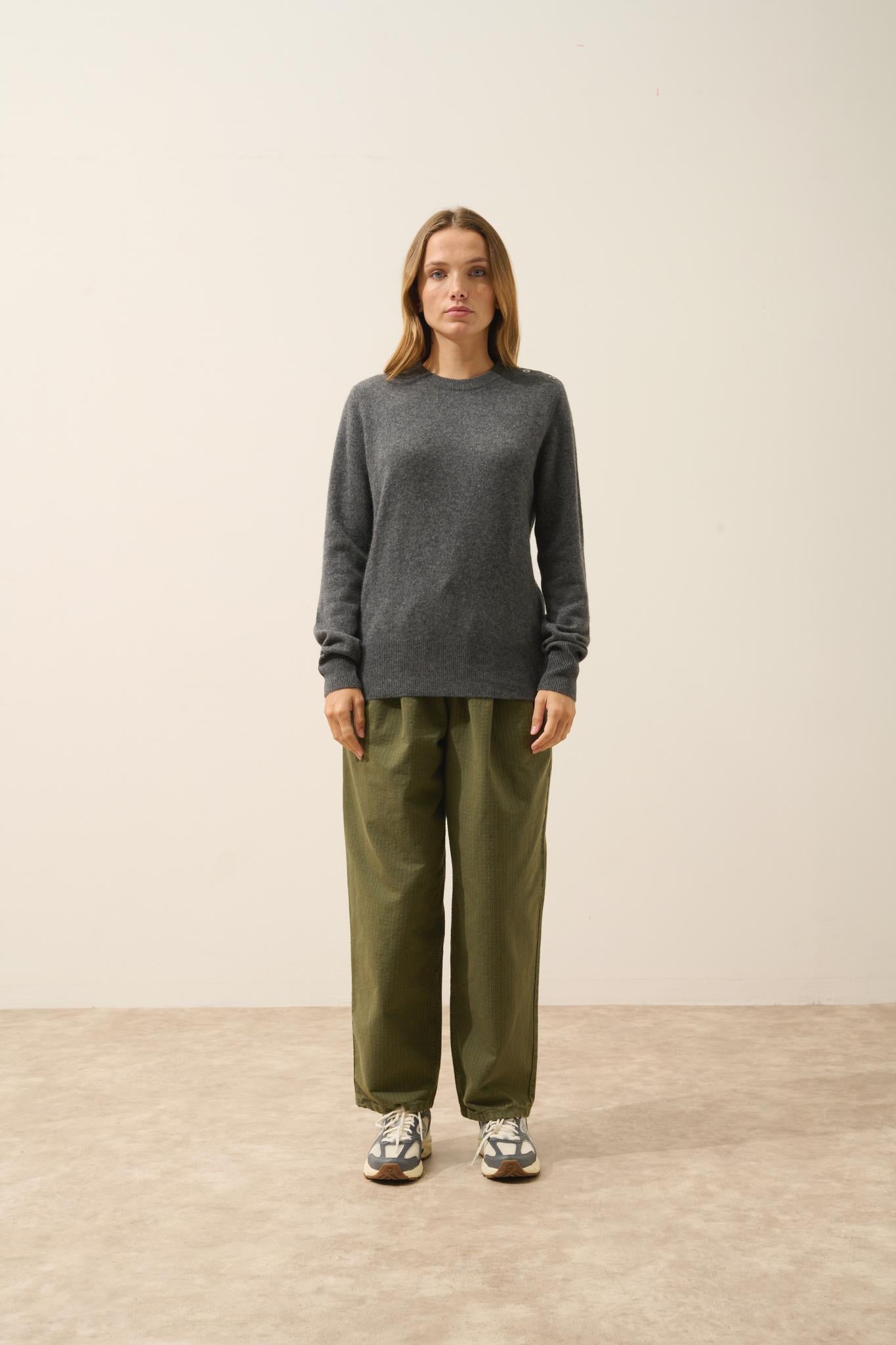 JEANNE pull col rond anthracite chiné