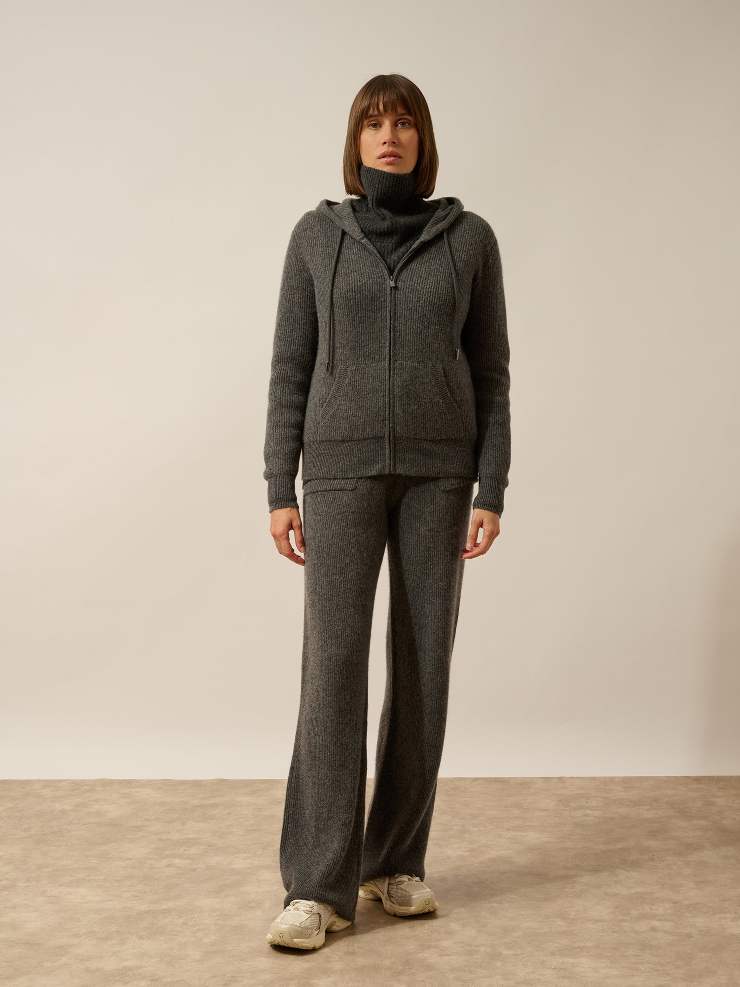 JIJISUN gilet zippé capuche anthracite chiné