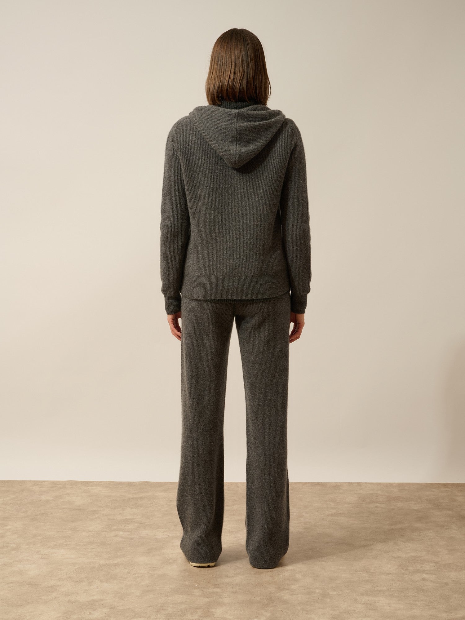 jijisun zip-up hooded cardigan in heathered charcoal gray