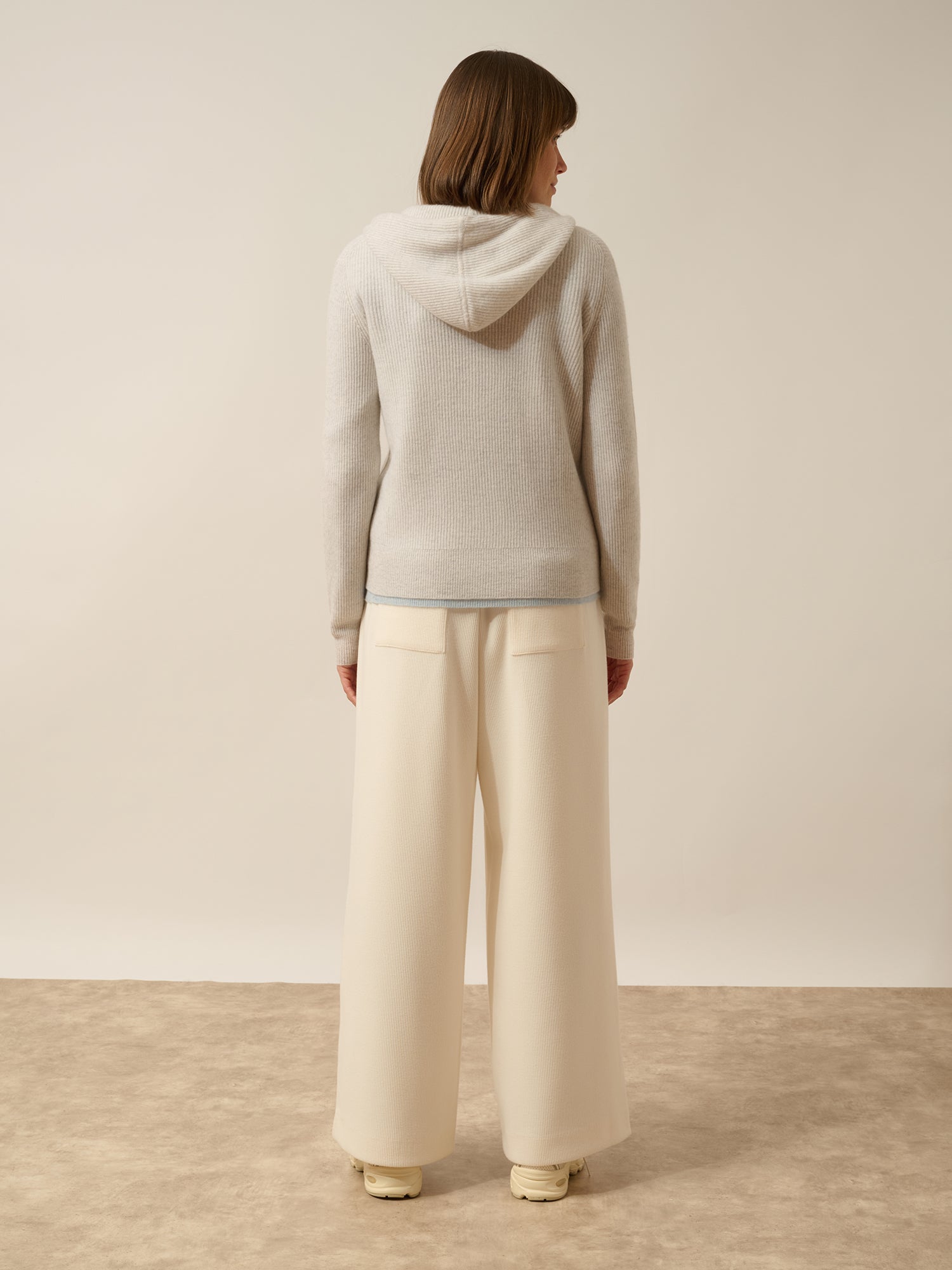 JIJISUN gilet zippé capuche gris perle chiné