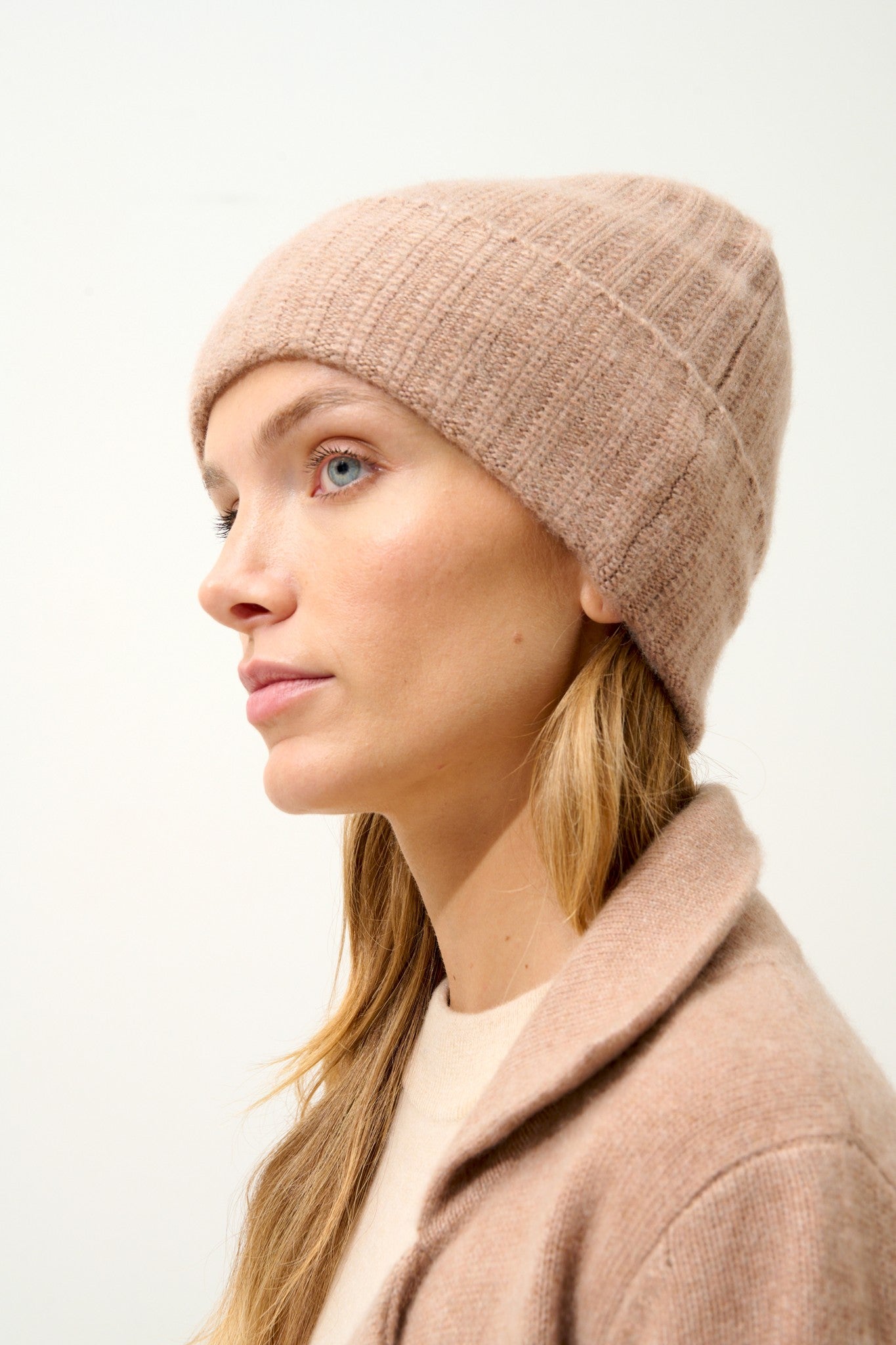 jin bonnet 6 fils camel chiné 100% cachemire