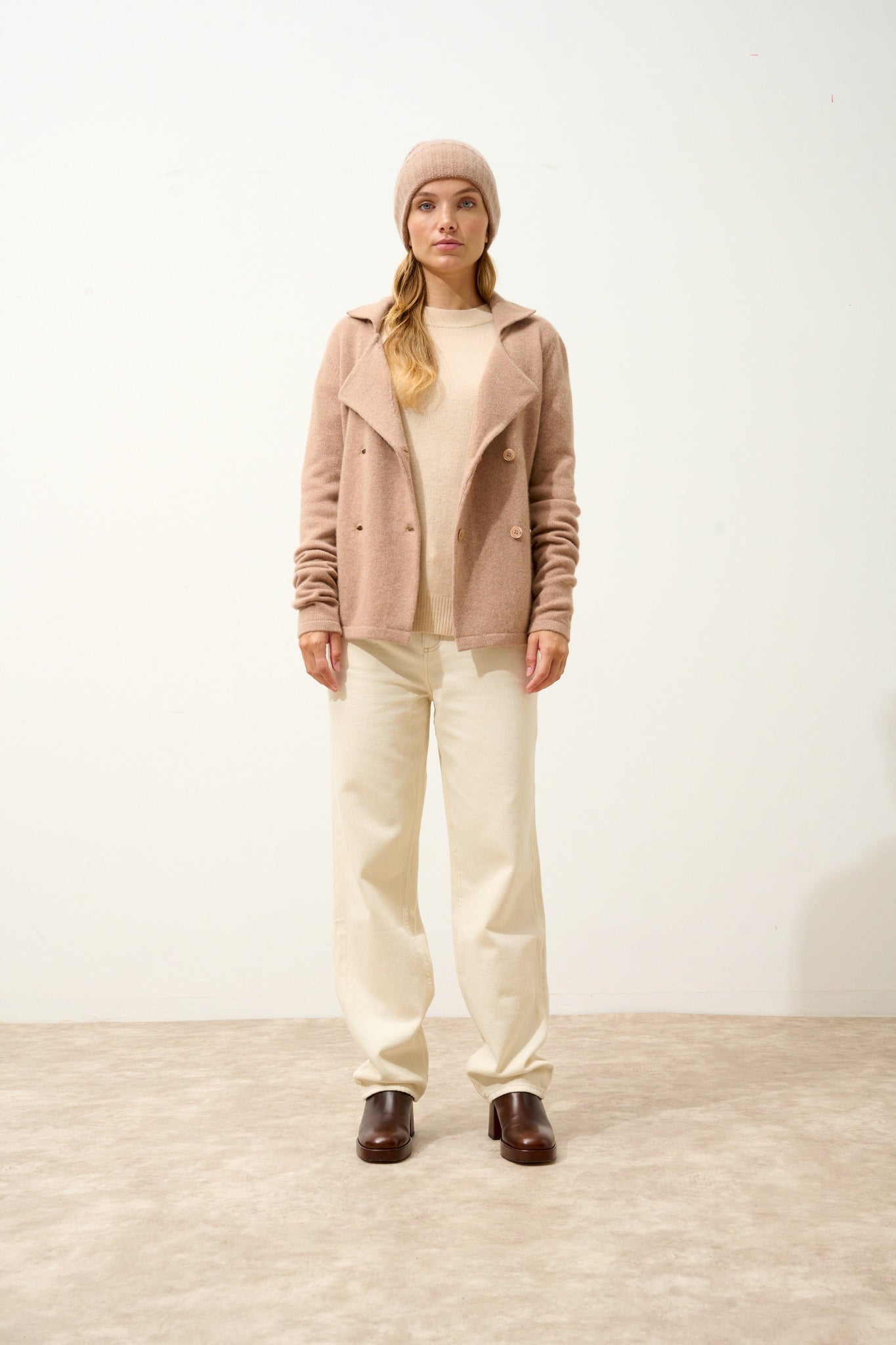 JIN bonnet 6 fils camel chiné