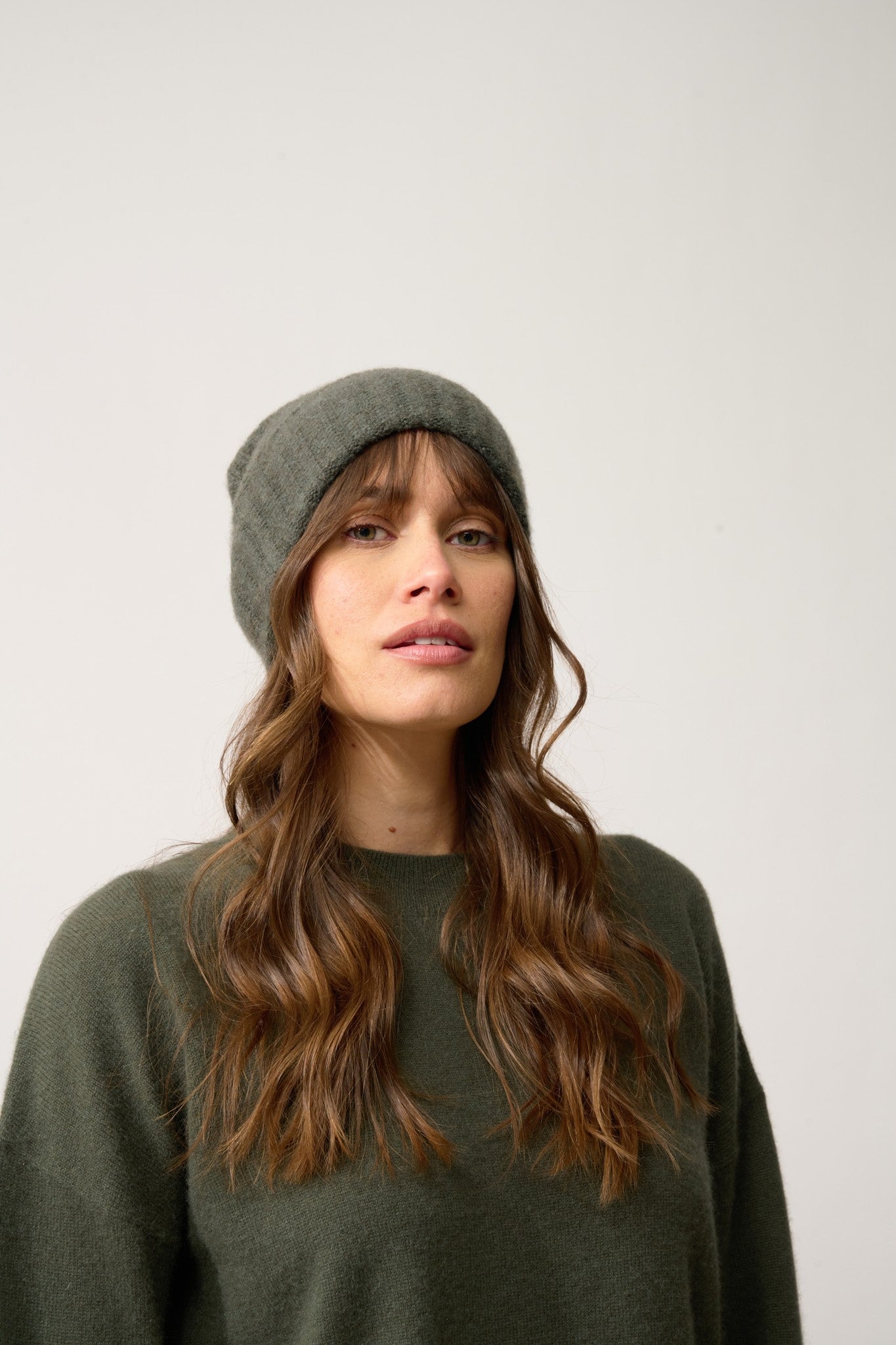 jin bonnet 6 fils kaki chiné 100% cachemire