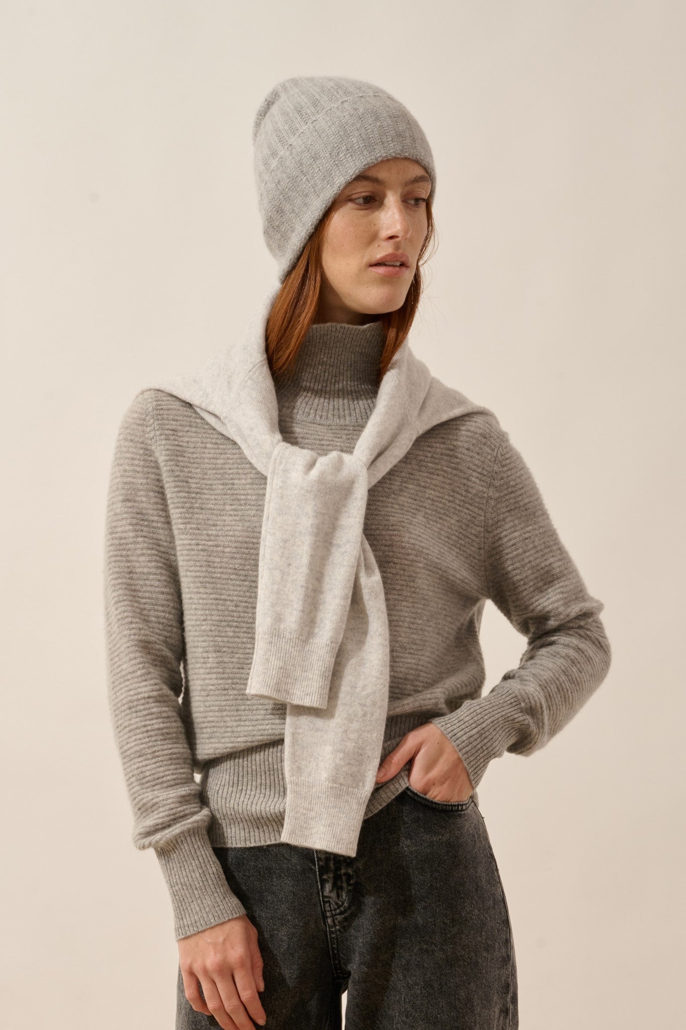 jin bonnet 6 fils nuage chiné 100% cachemire