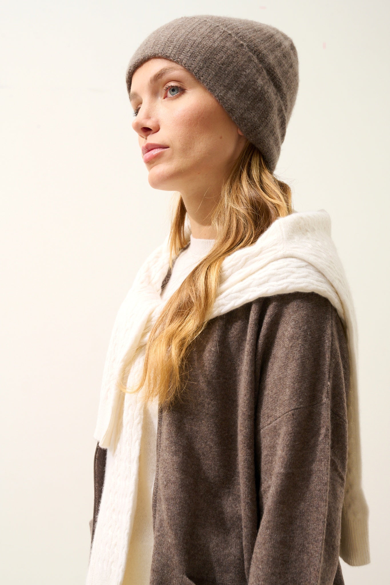 JIN bonnet 6 fils taupe chiné