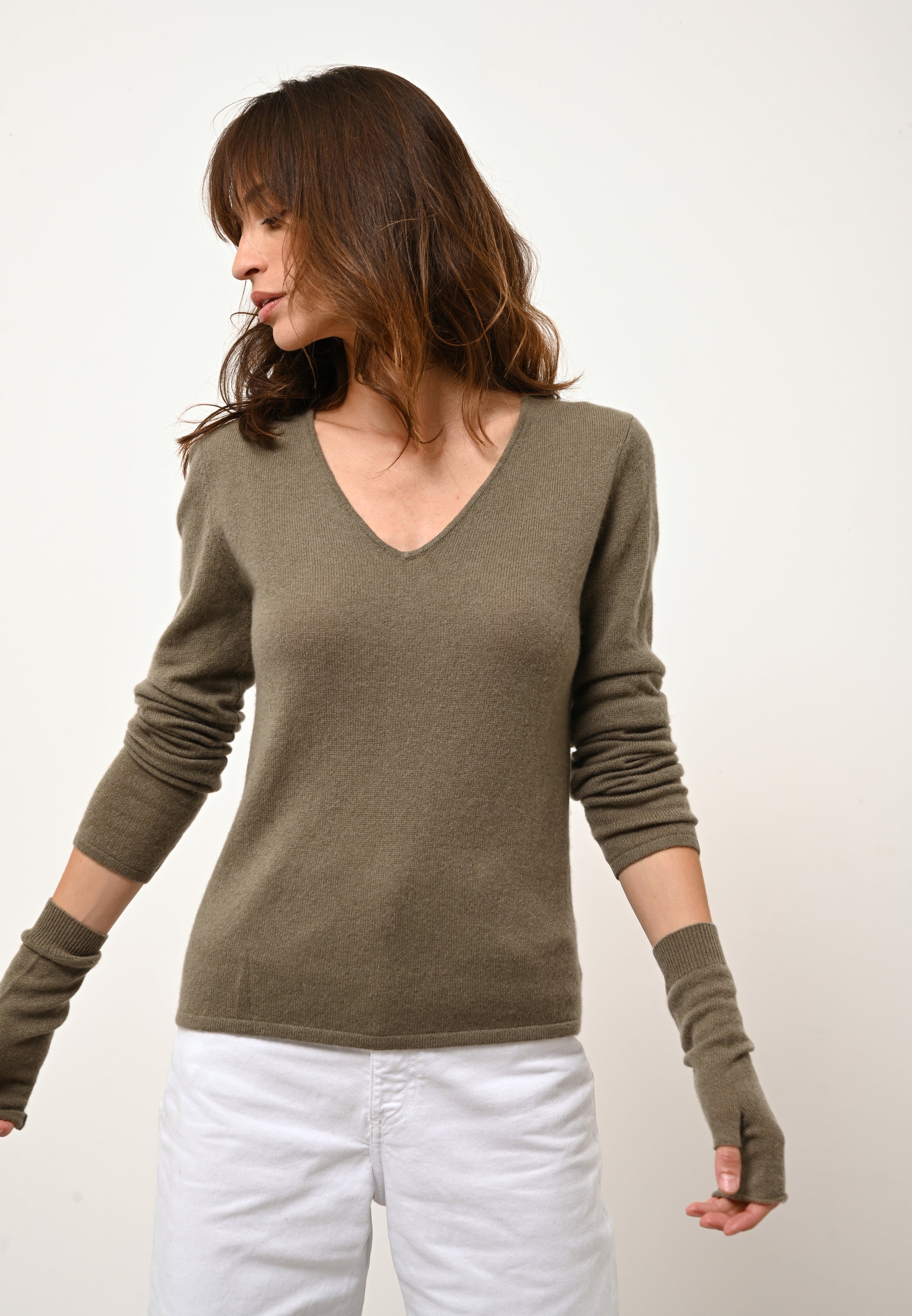 JOAN army v-neck sweater