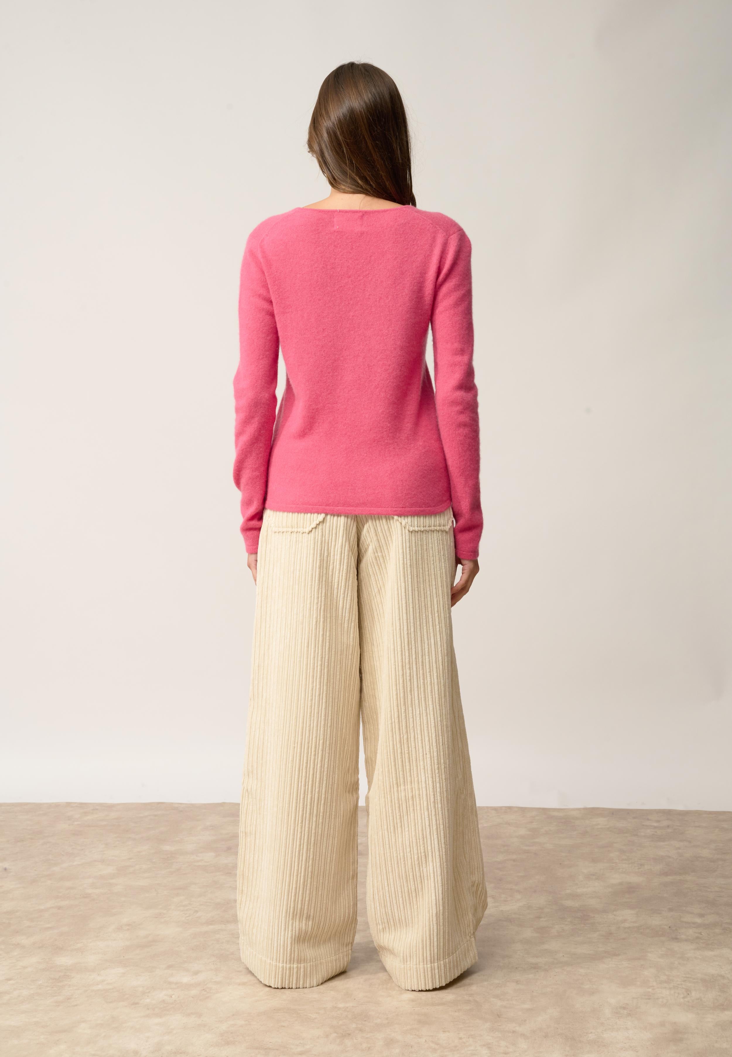 JOAN pull col v fraise