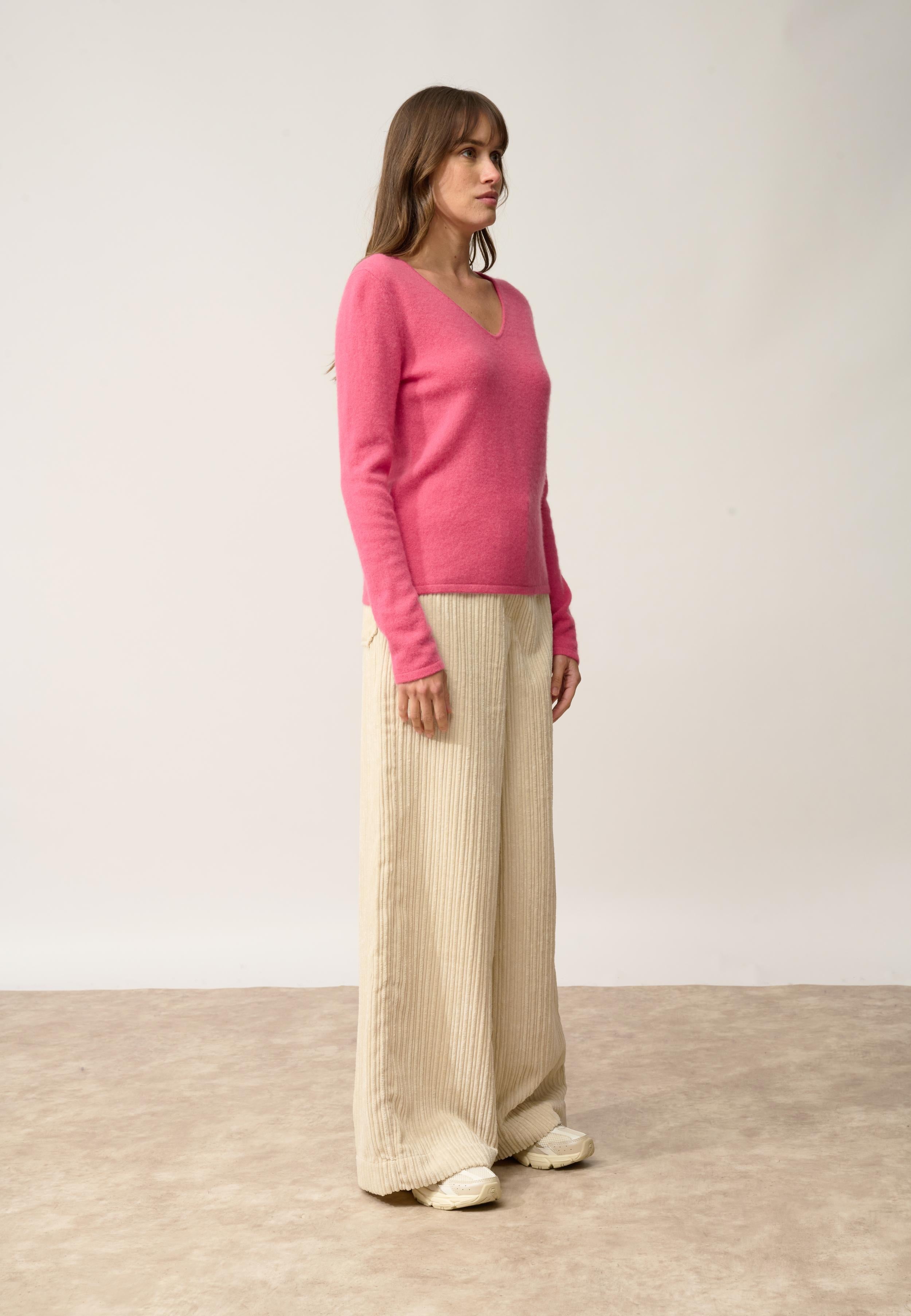 JOAN pull col v fraise