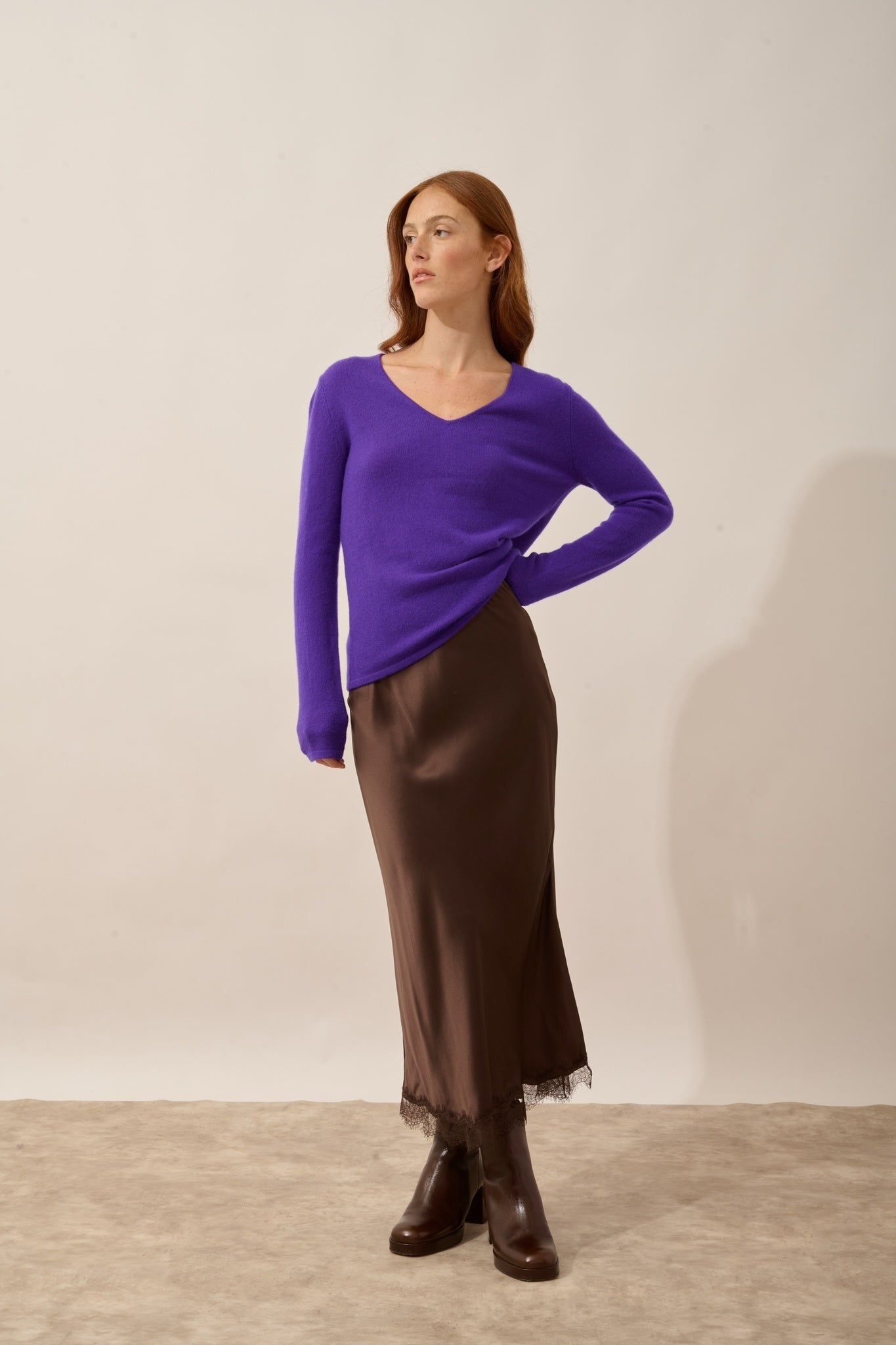 JOAN pull col v gentiane