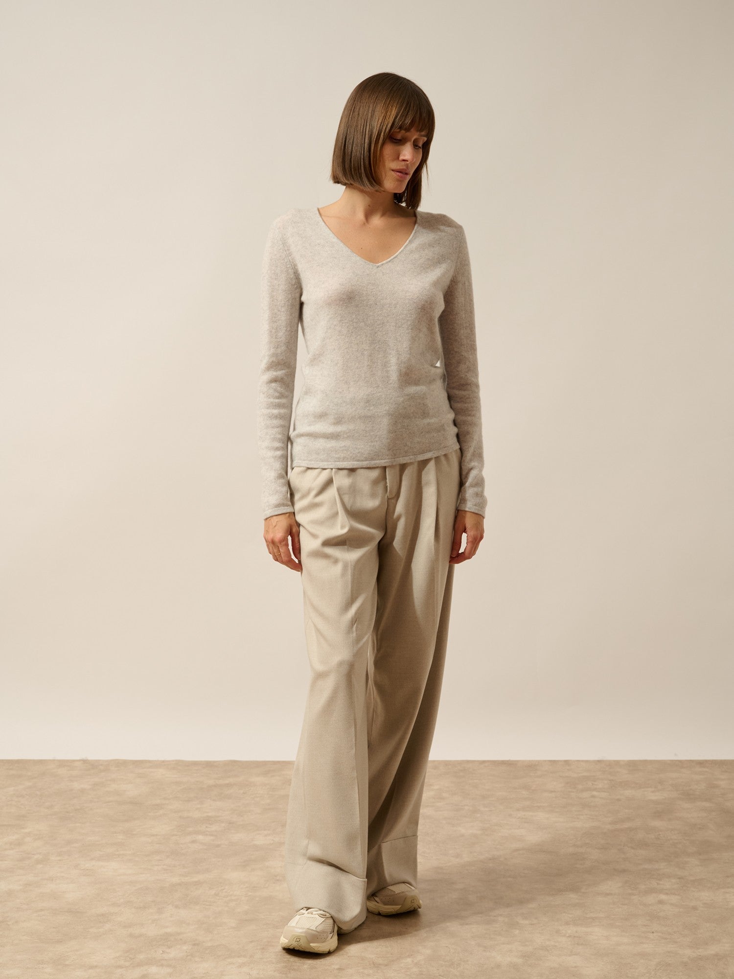 joan pull col v glacier chiné