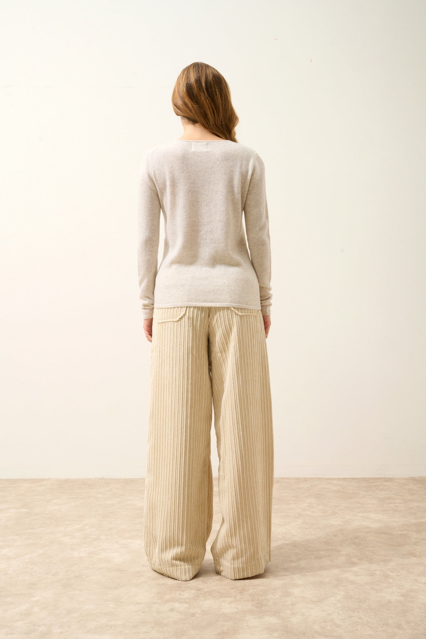 JOAN pull col v gris perle chiné