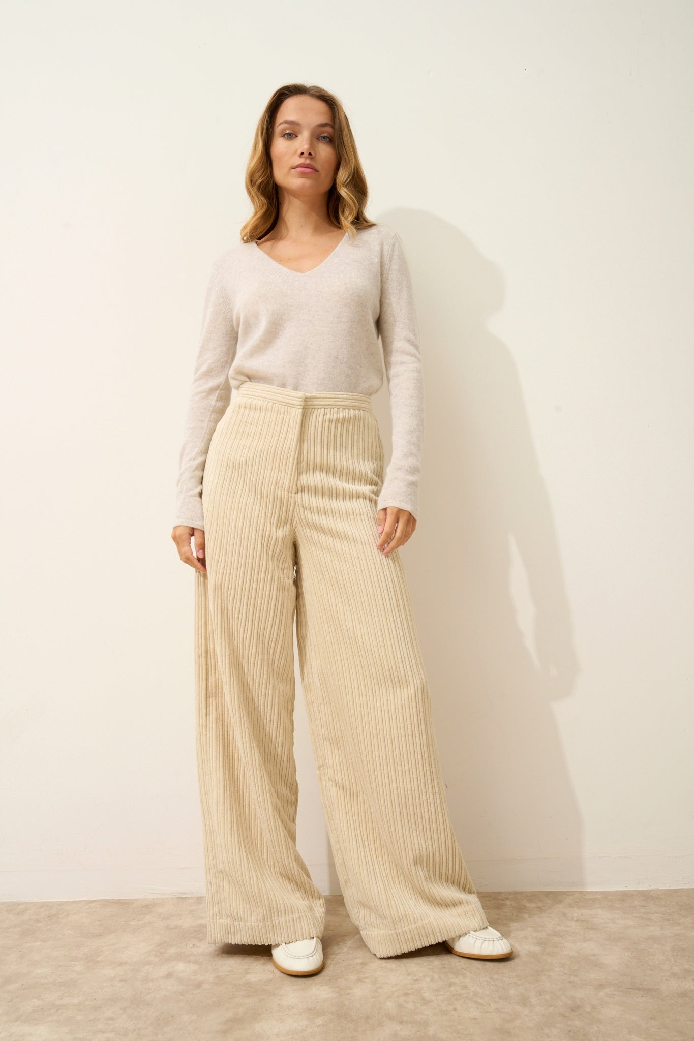 JOAN pull col v gris perle chiné