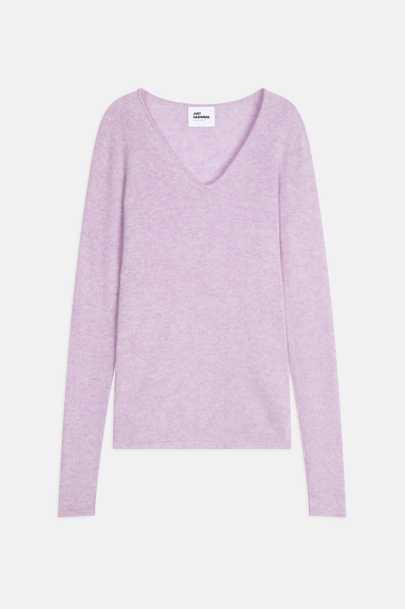 joan pull col v mauve chiné