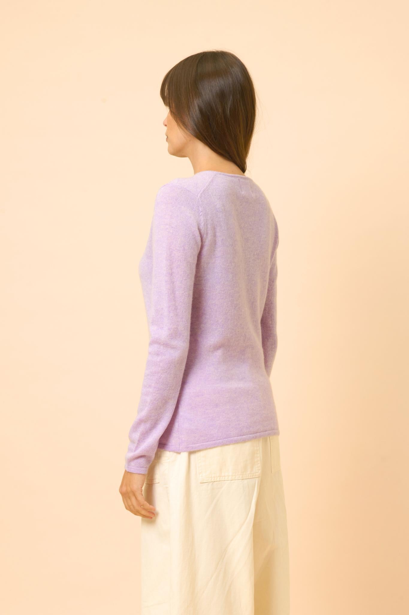 JOAN pull col v mauve chiné