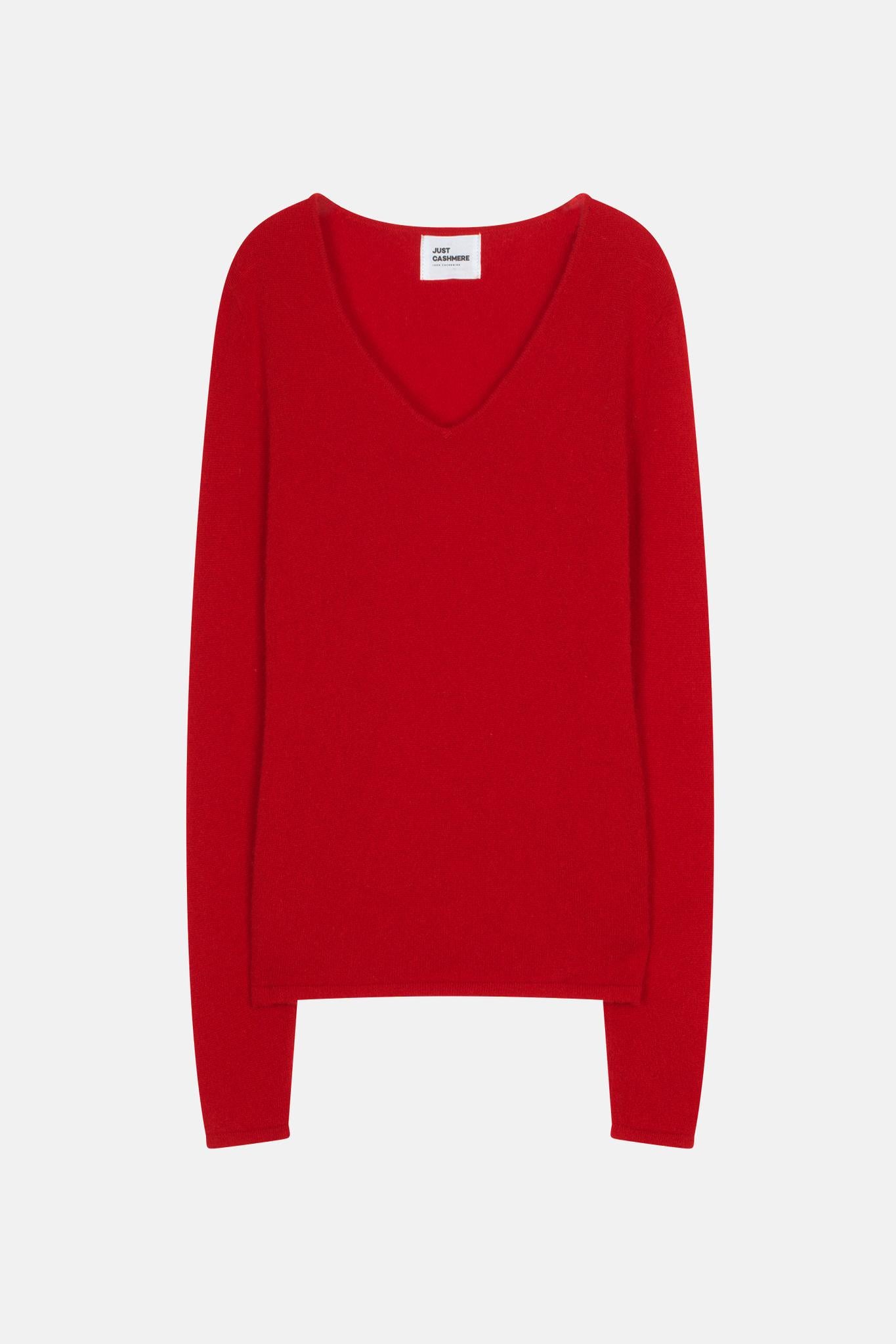 JOAN pull col v rouge
