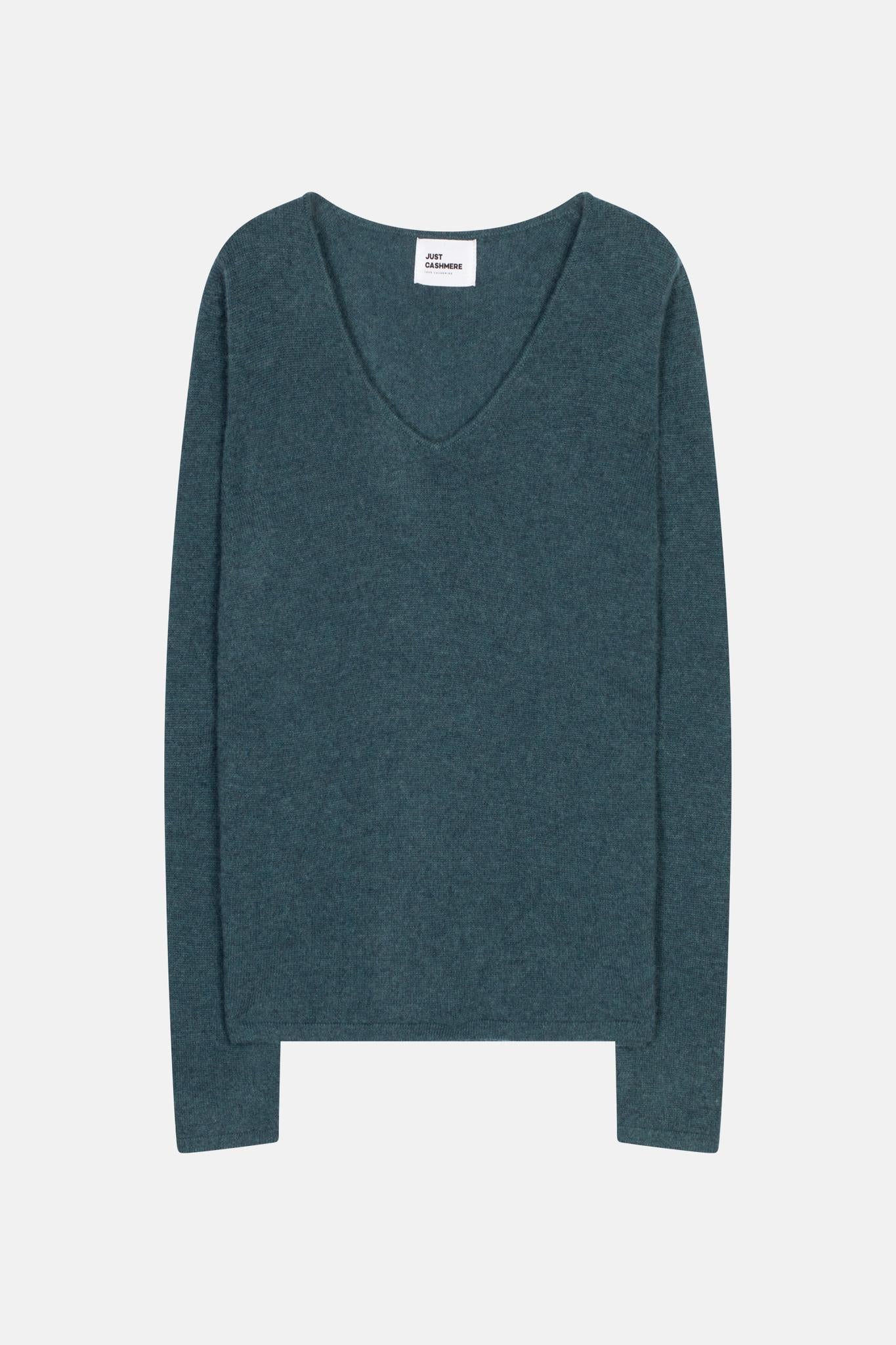 JOAN pull col v vert canard chiné