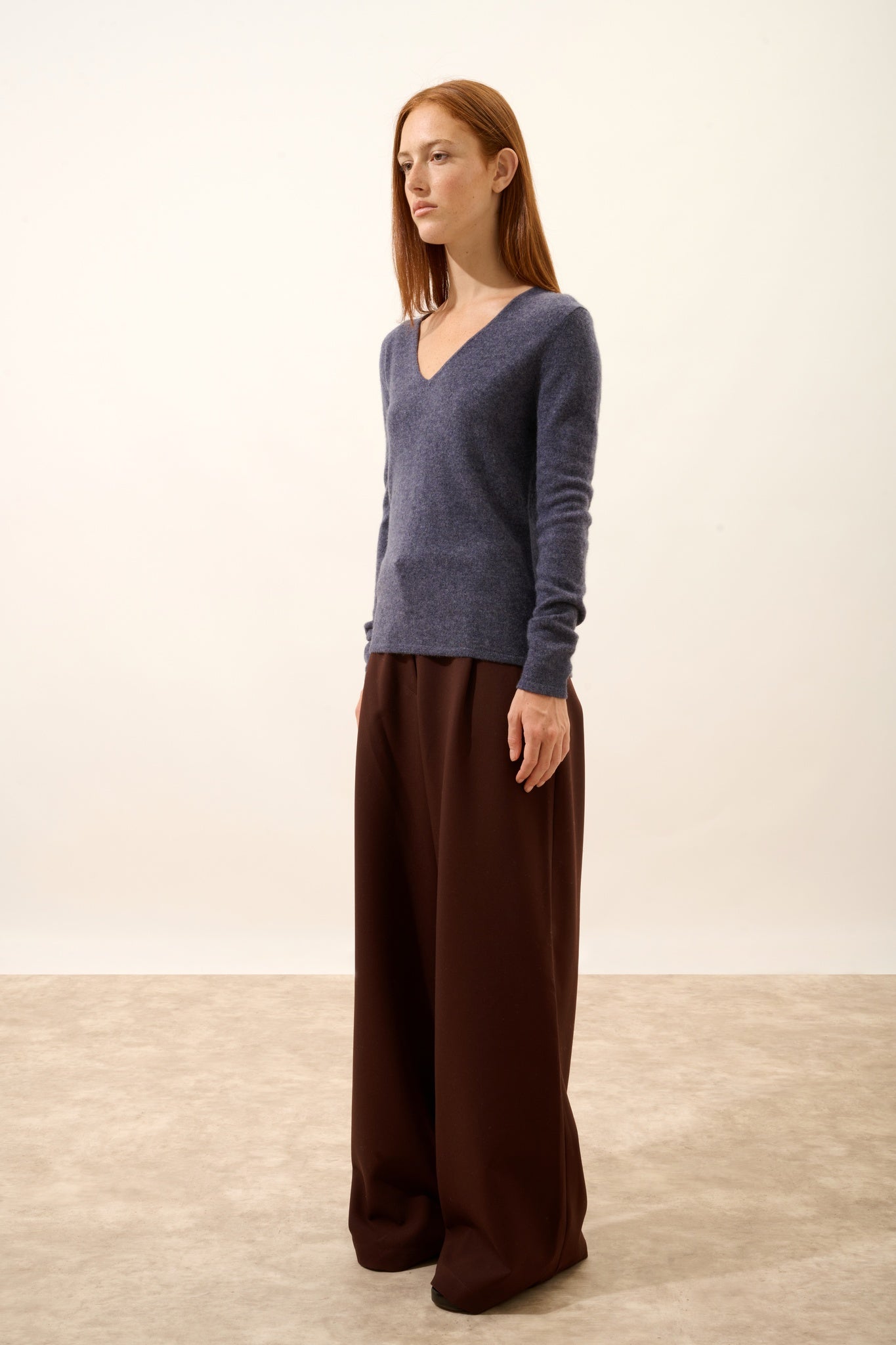 JOAN pull col v violet gris chiné