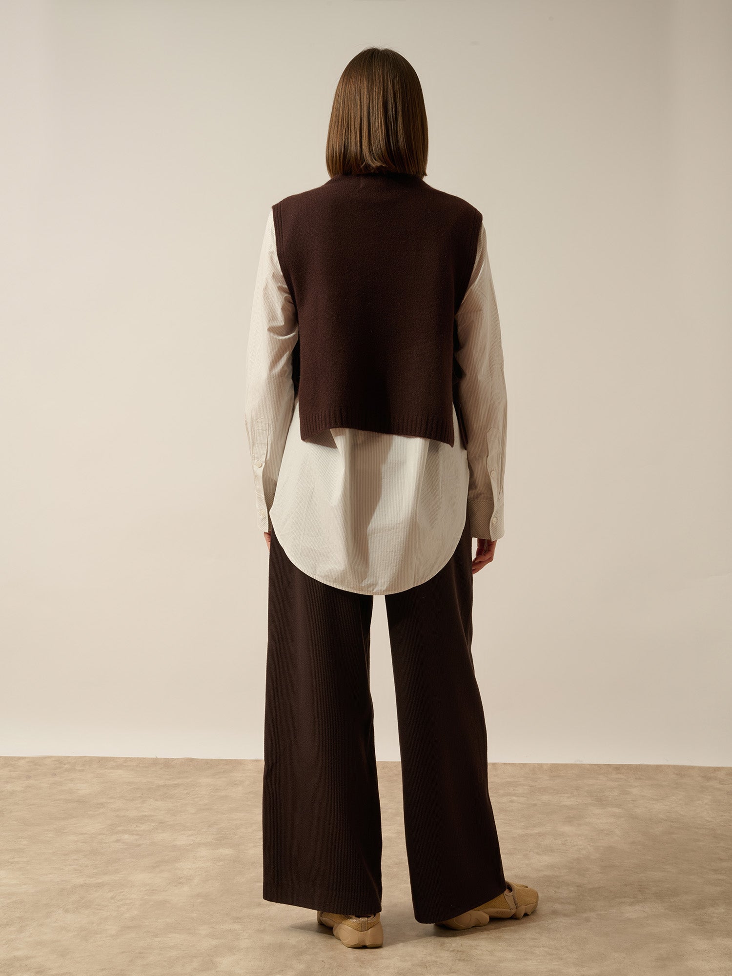 JOHANA poncho ouvert col roulé 4 fils choco