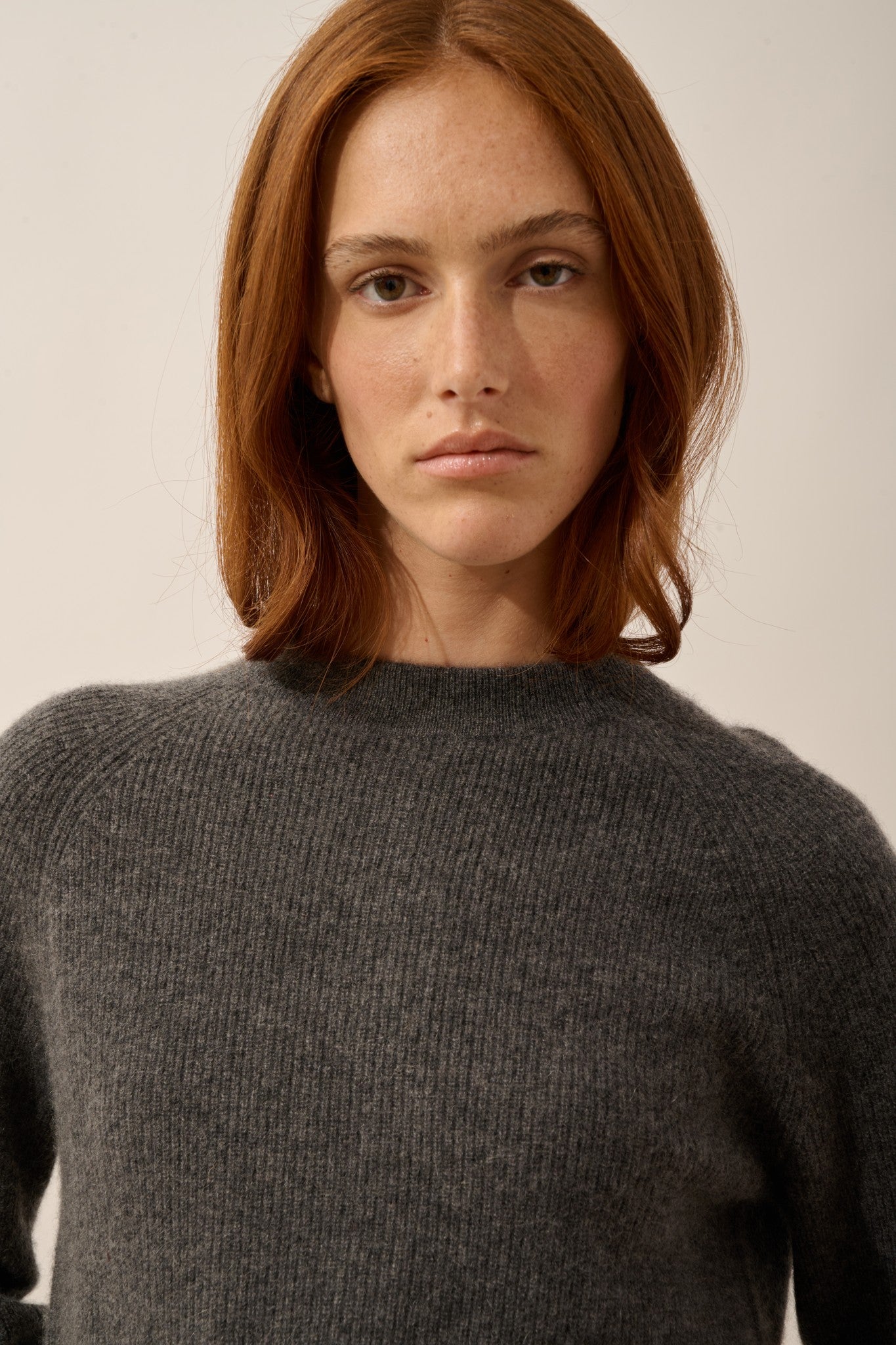 jona pull col rond zippé dos anthracite chiné