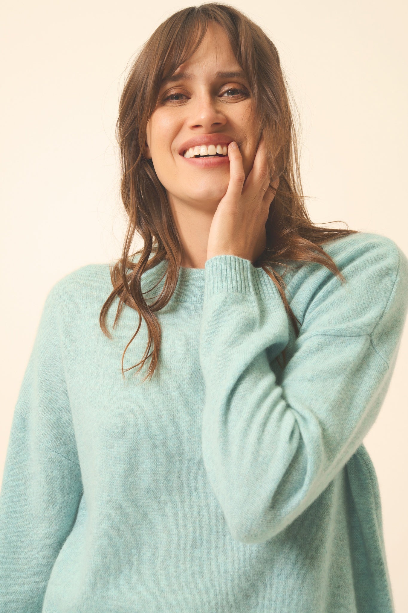 JOSPE pull col rond aqua chiné