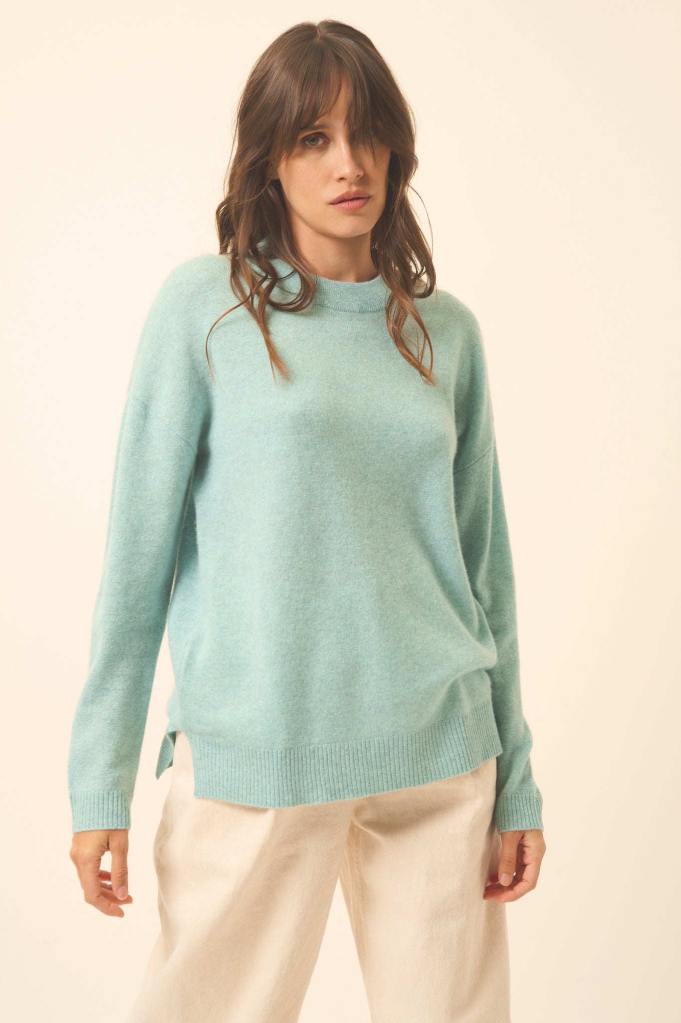 JOSPE round-neck sweater aqua mottled