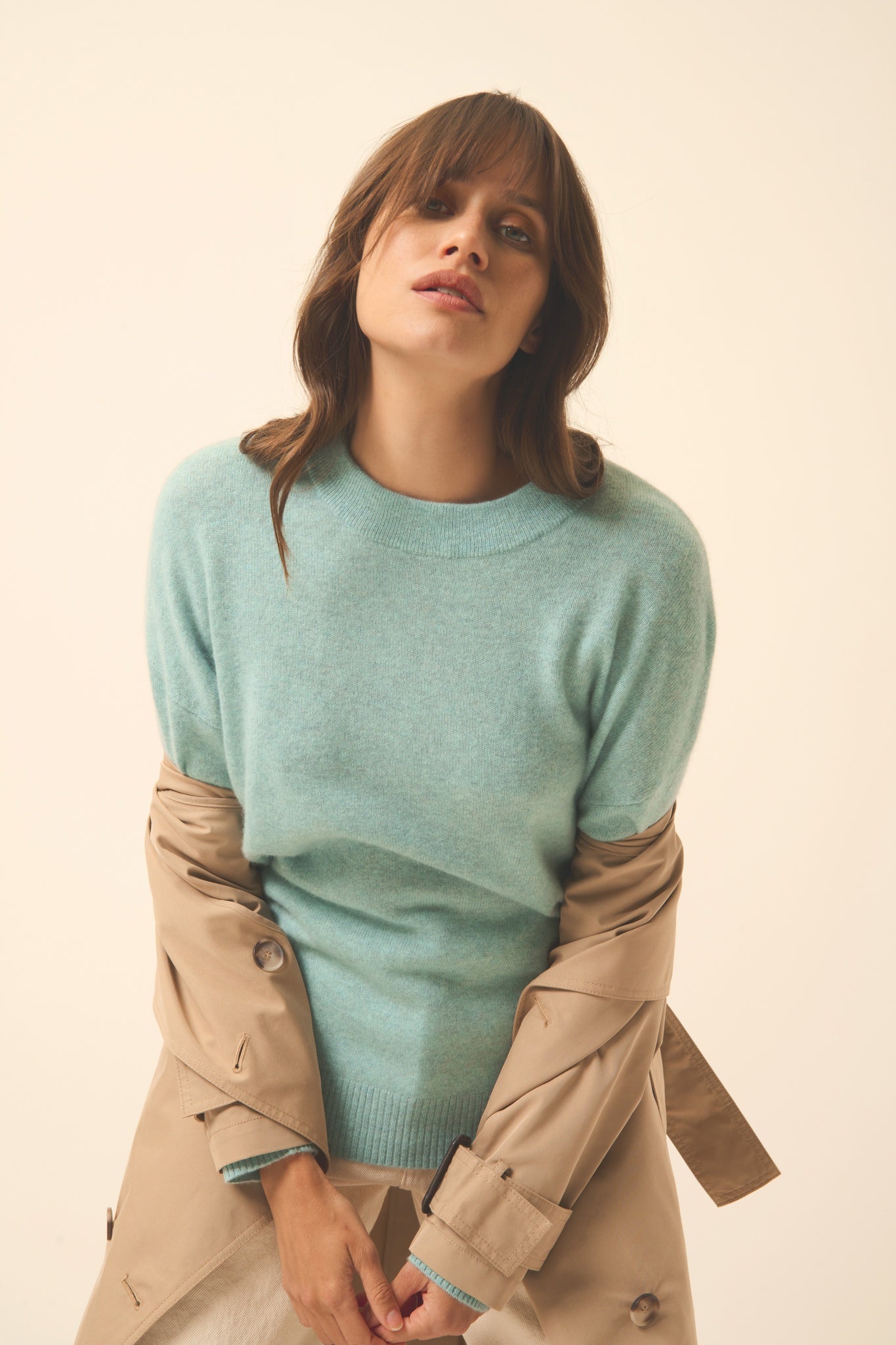 JOSPE round-neck sweater aqua mottled