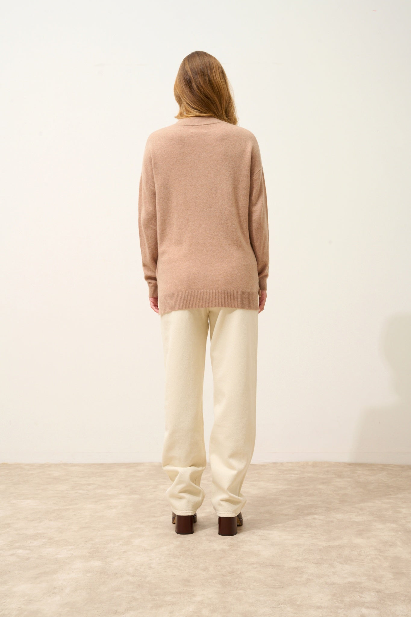 JOSPE round-neck sweater camel mottled