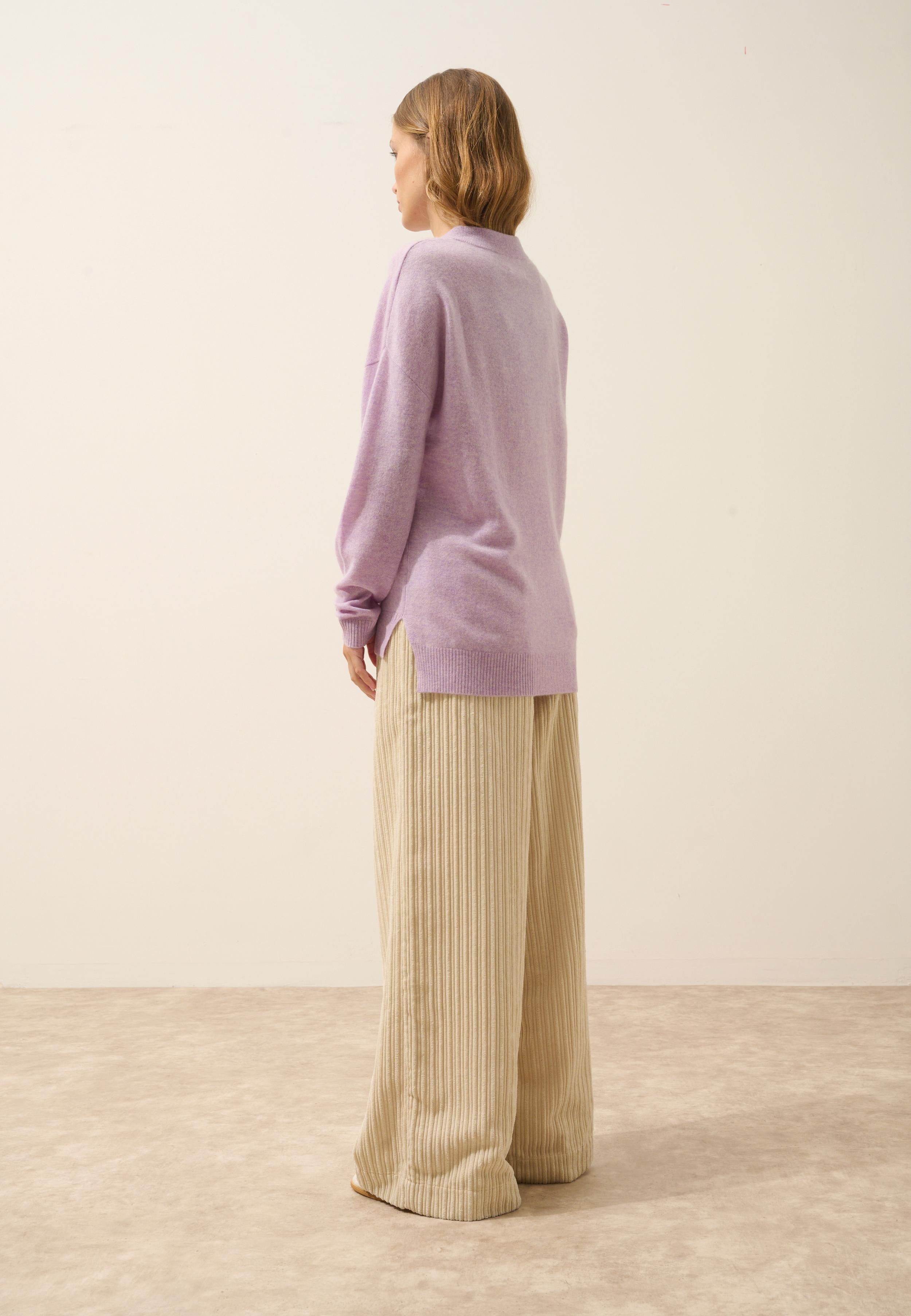 JOSPE pull col rond mauve chiné