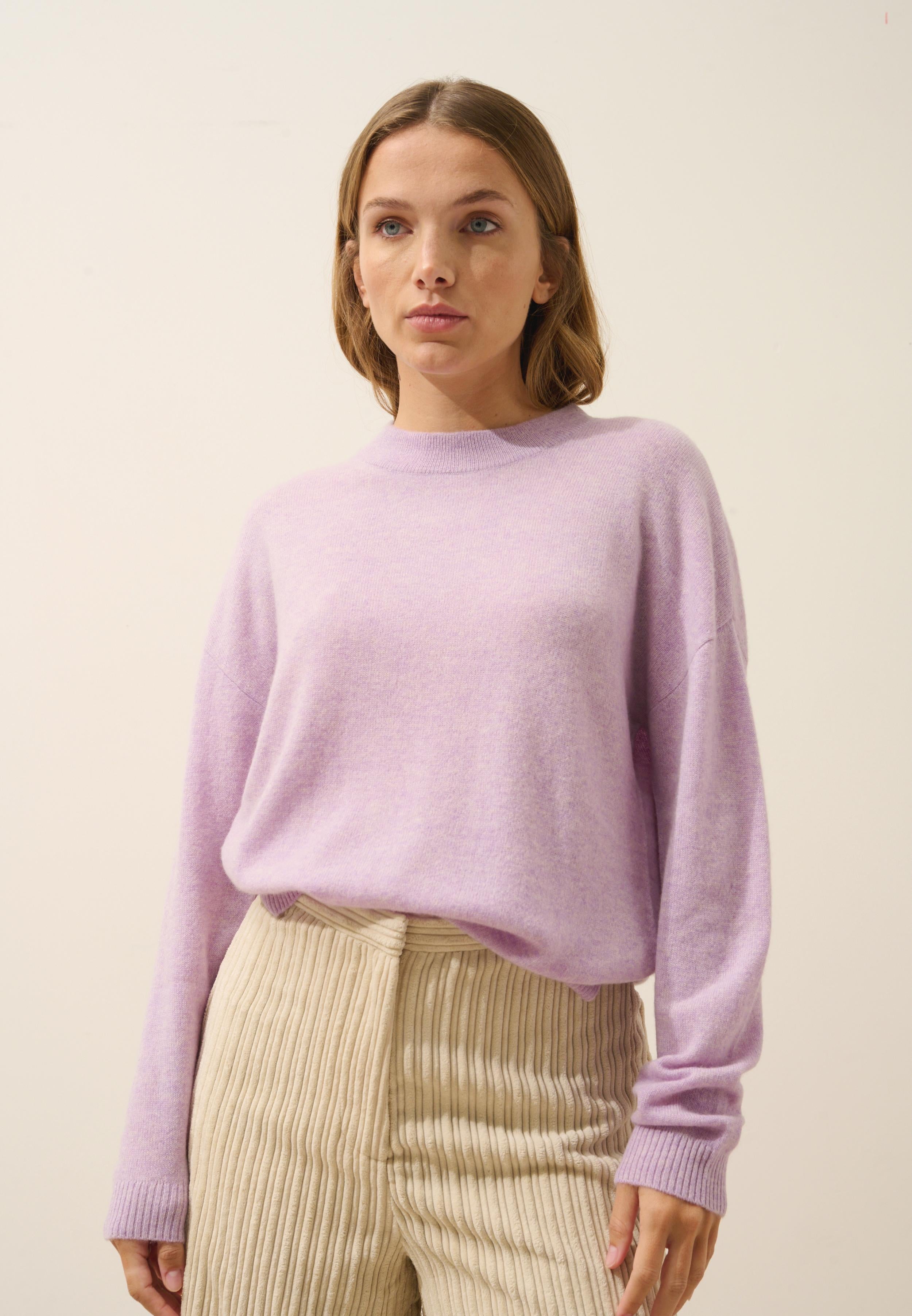 JOSPE pull col rond mauve chiné