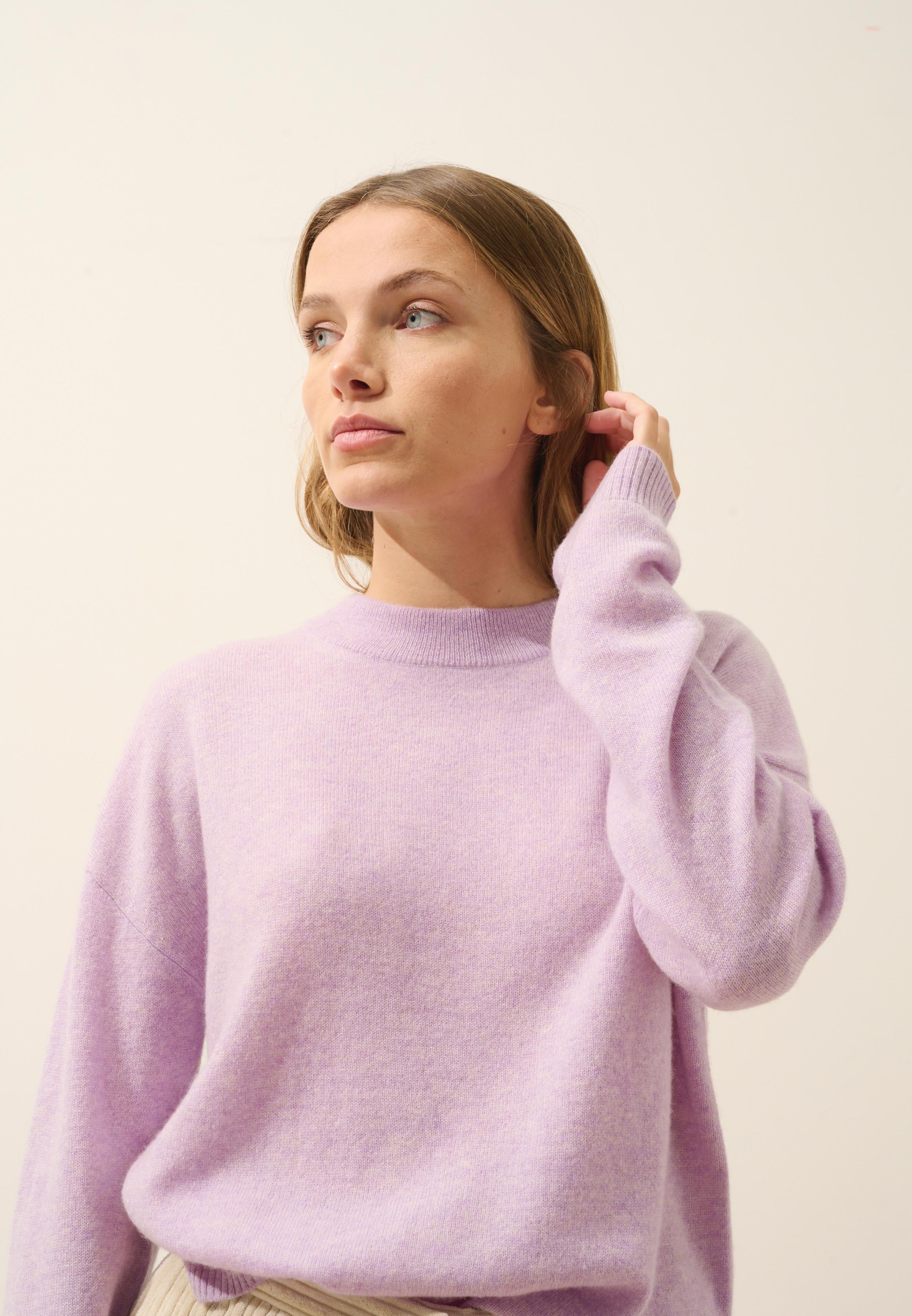 JOSPE pull col rond mauve chiné