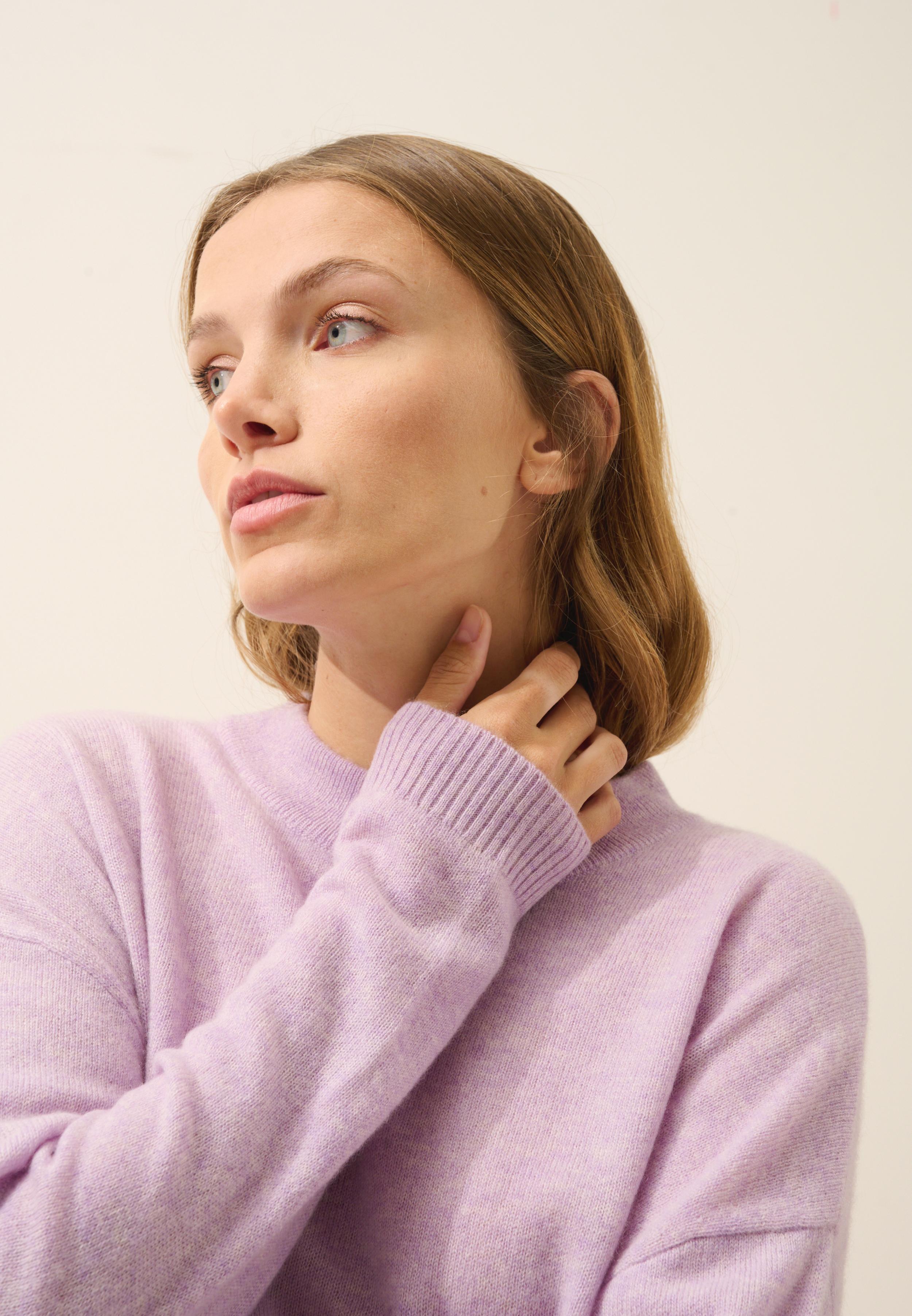 JOSPE pull col rond mauve chiné