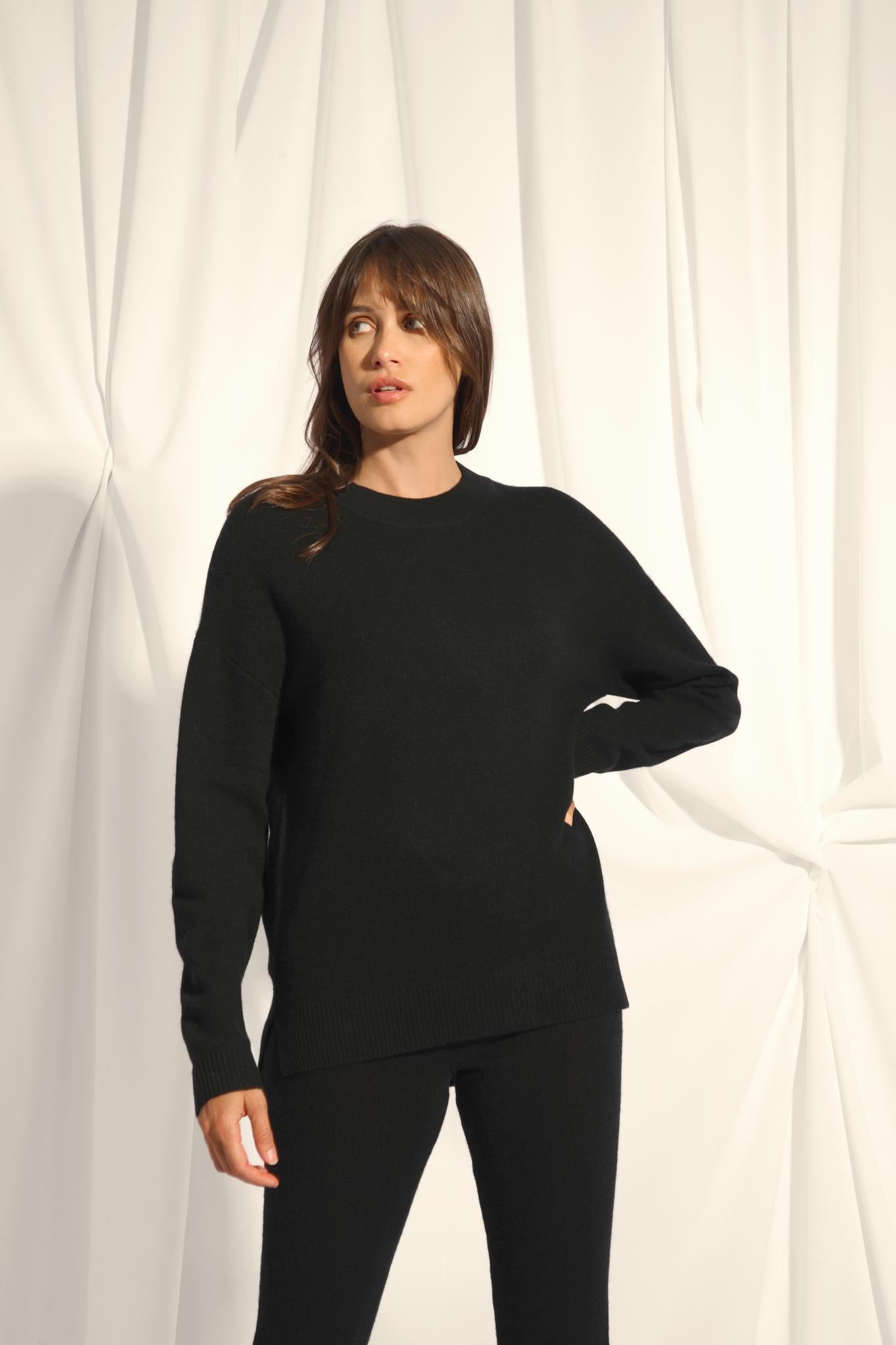 JOSPE pull col rond noir
