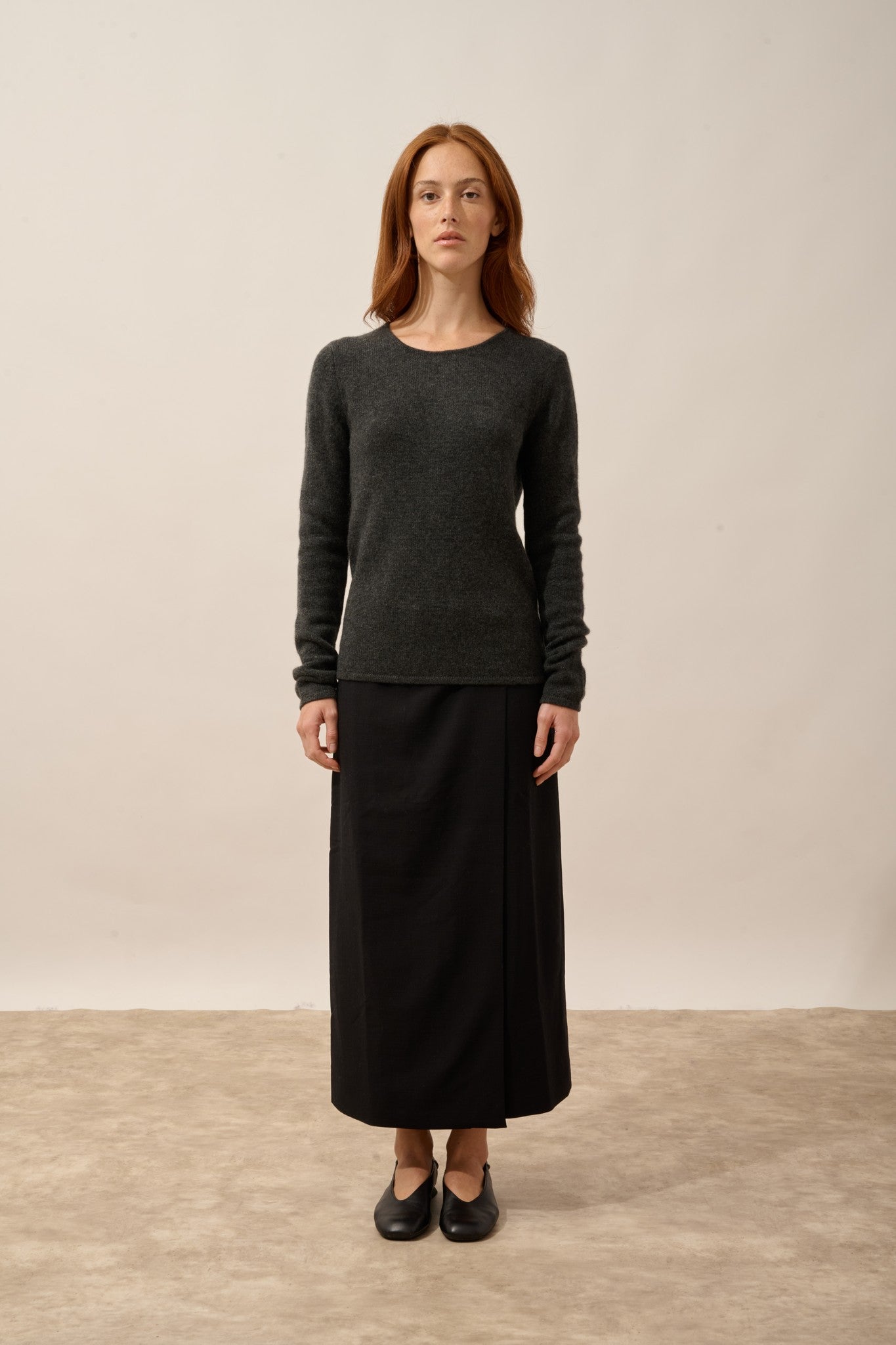 joyce pull col rond 4 fils carbone chiné