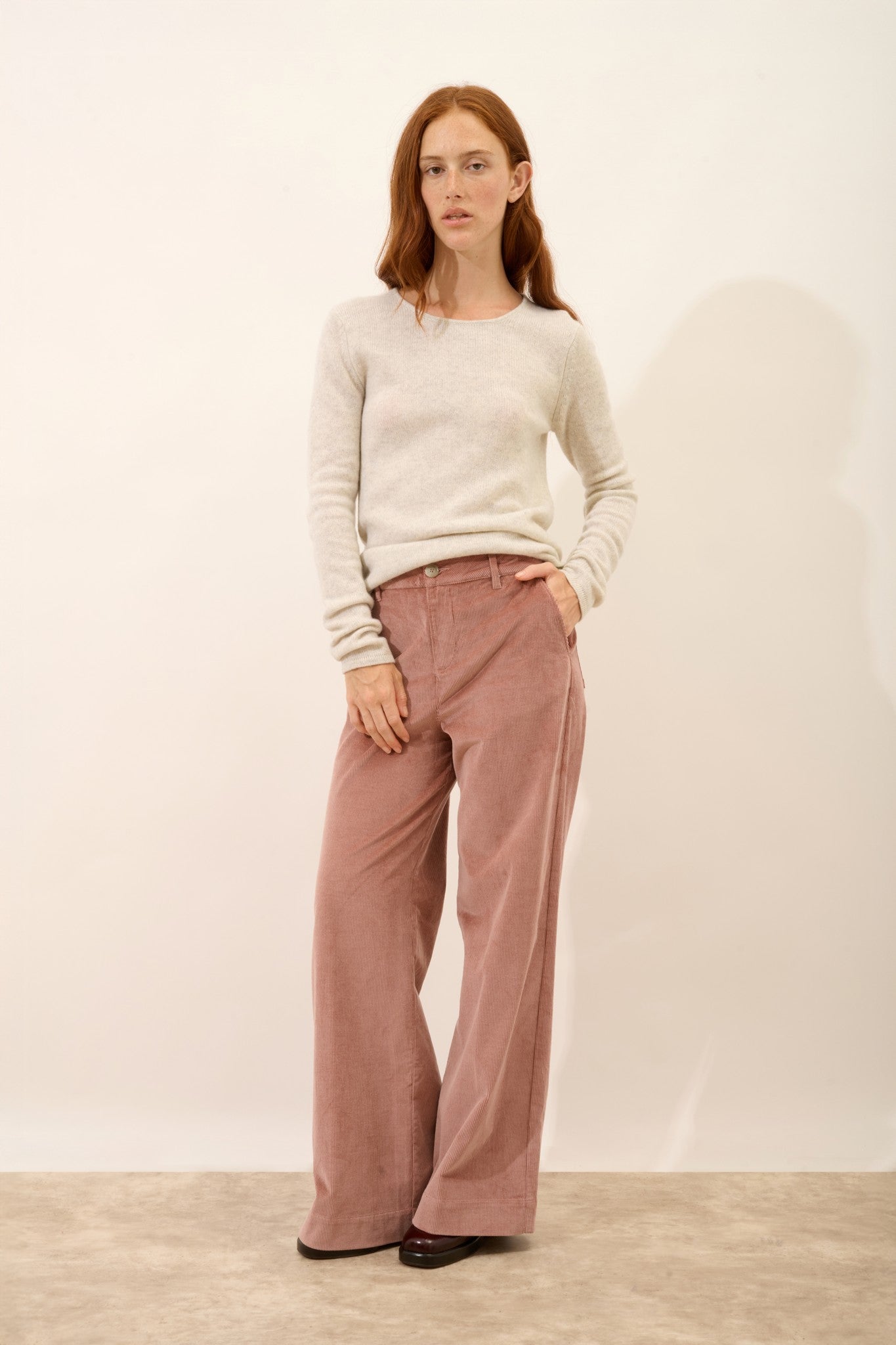 joyce pull col rond 4 fils gris perle chiné 100% cachemire