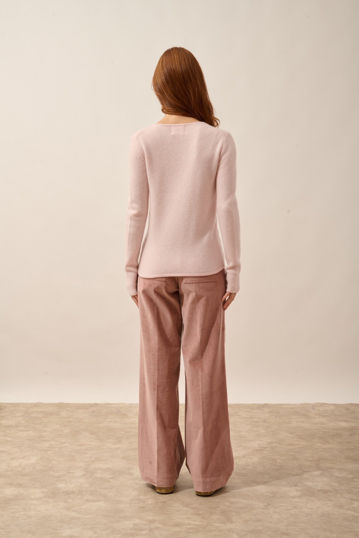 joyce pull col rond 4 fils poudre